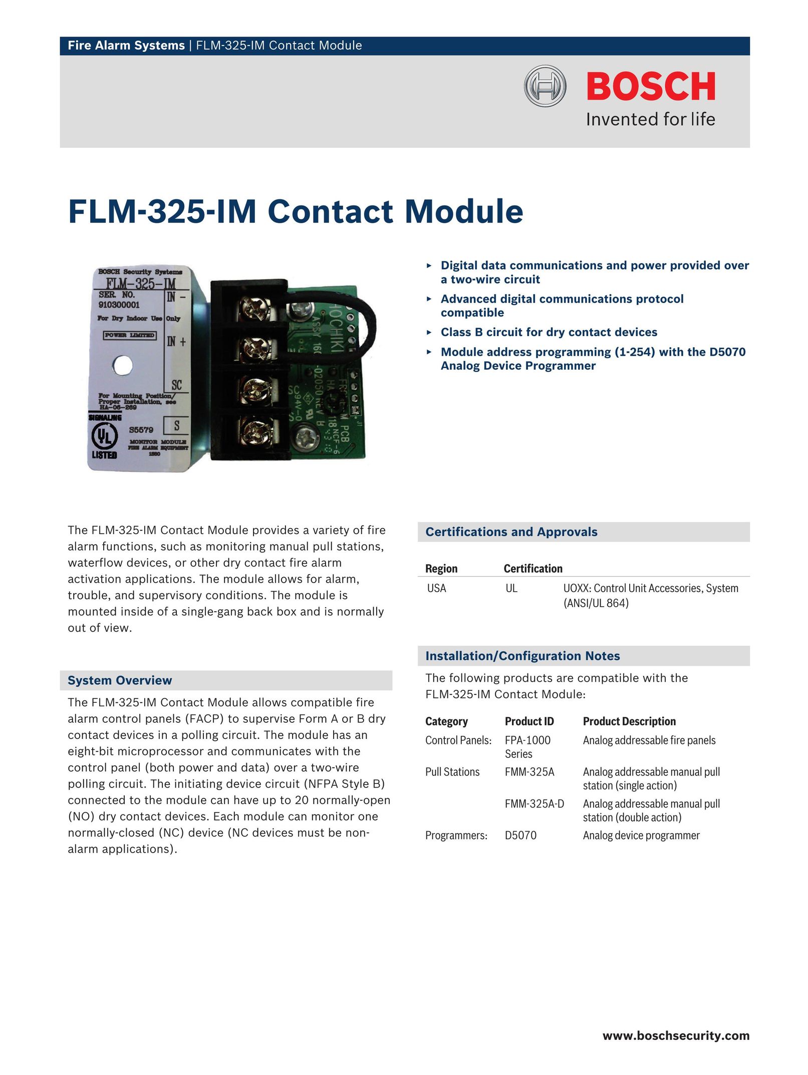 Bosch Appliances FLM325IM Smoke Alarm User Manual