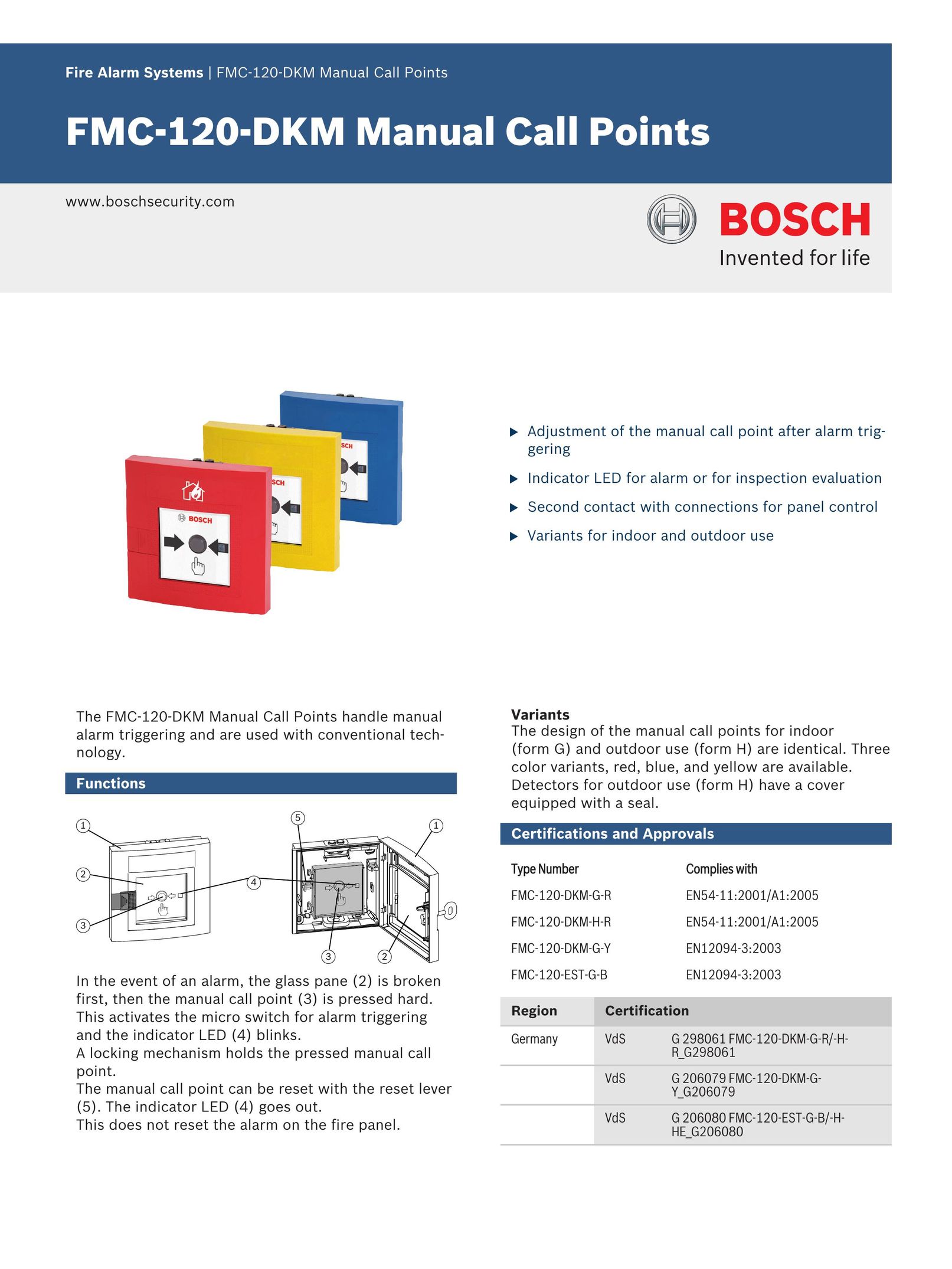 Bosch Appliances FMC-120-DKM Smoke Alarm User Manual