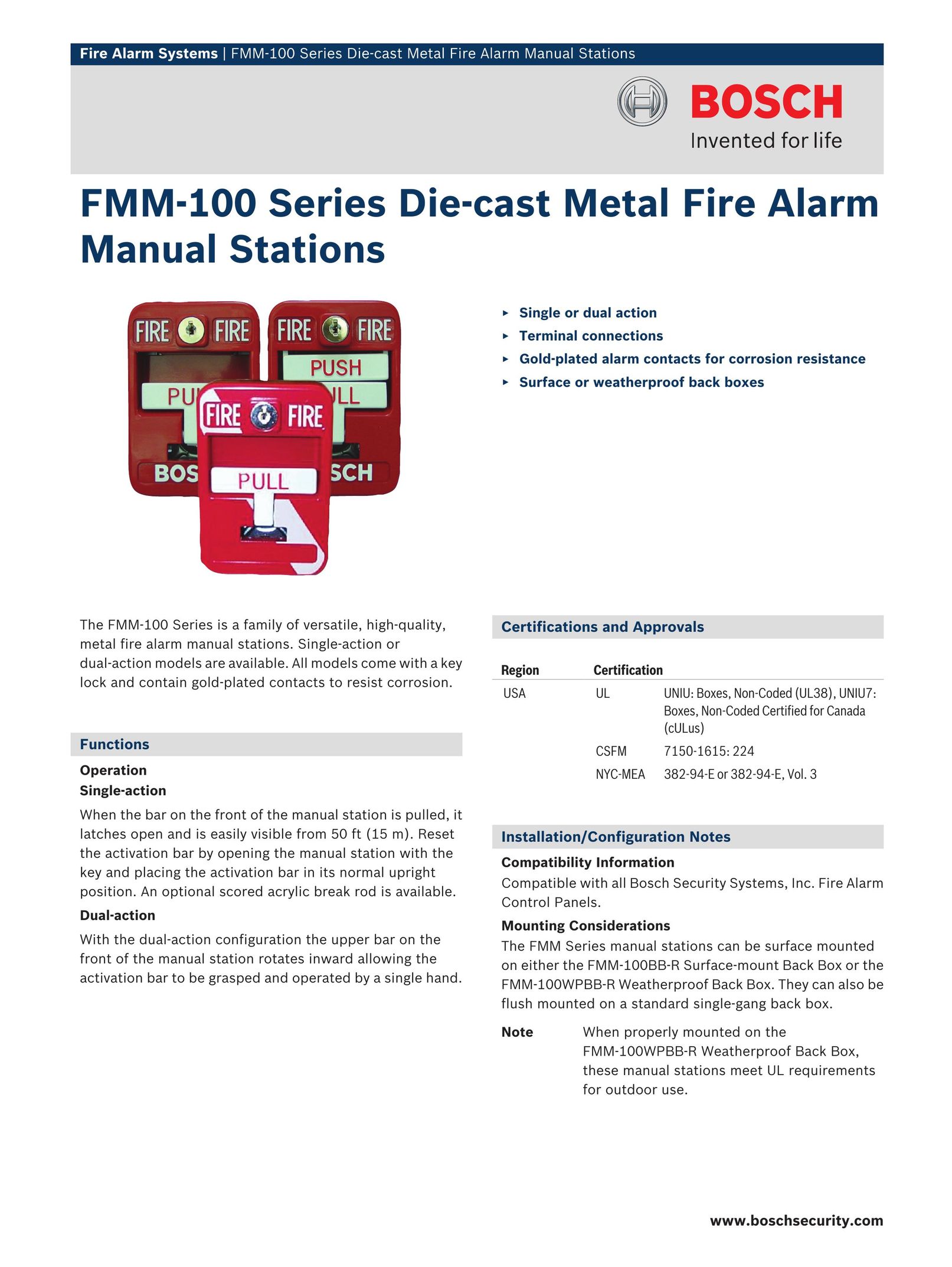 Bosch Appliances FMM-100 Smoke Alarm User Manual