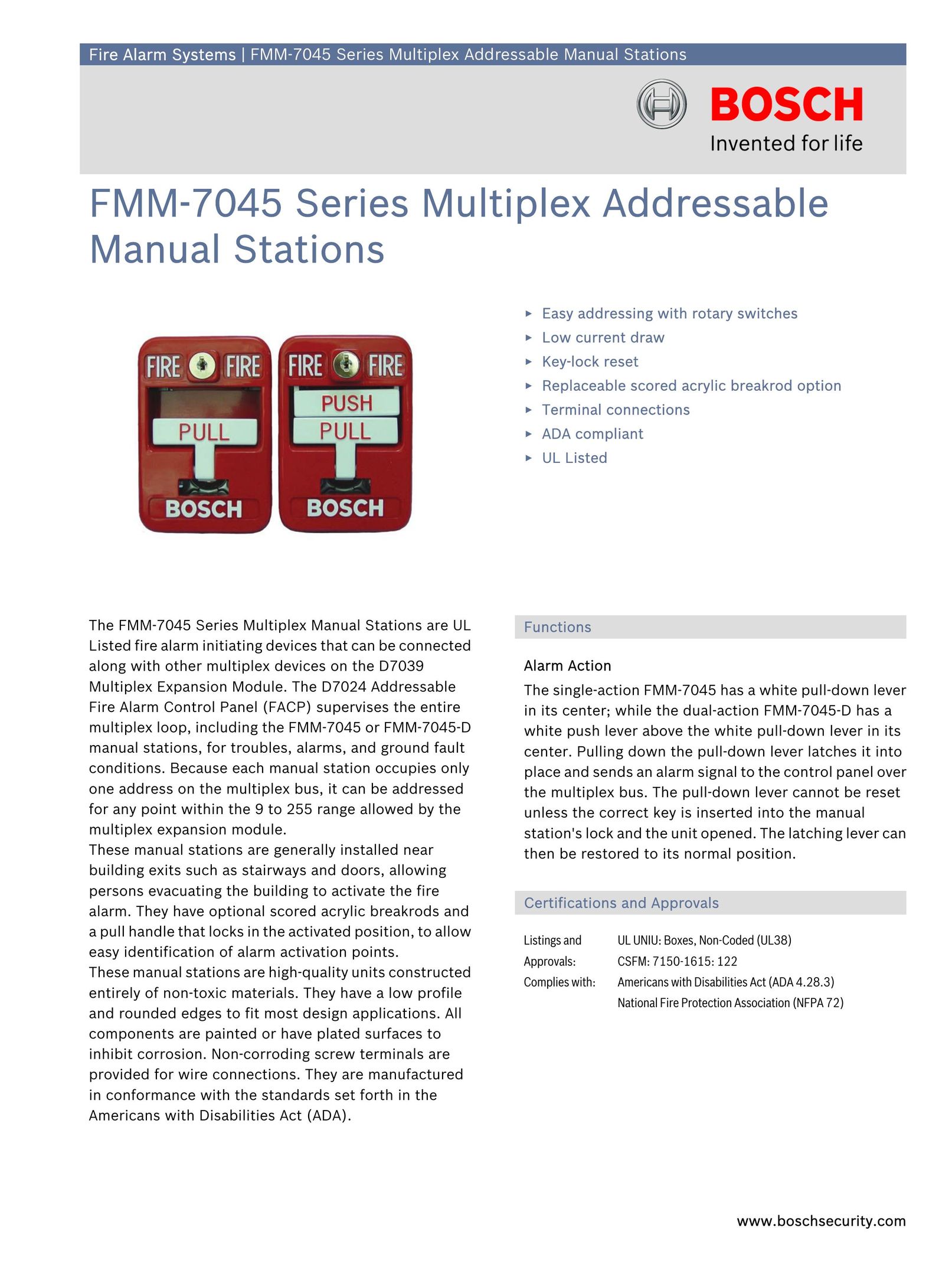 Bosch Appliances FMM-7045 Series Smoke Alarm User Manual