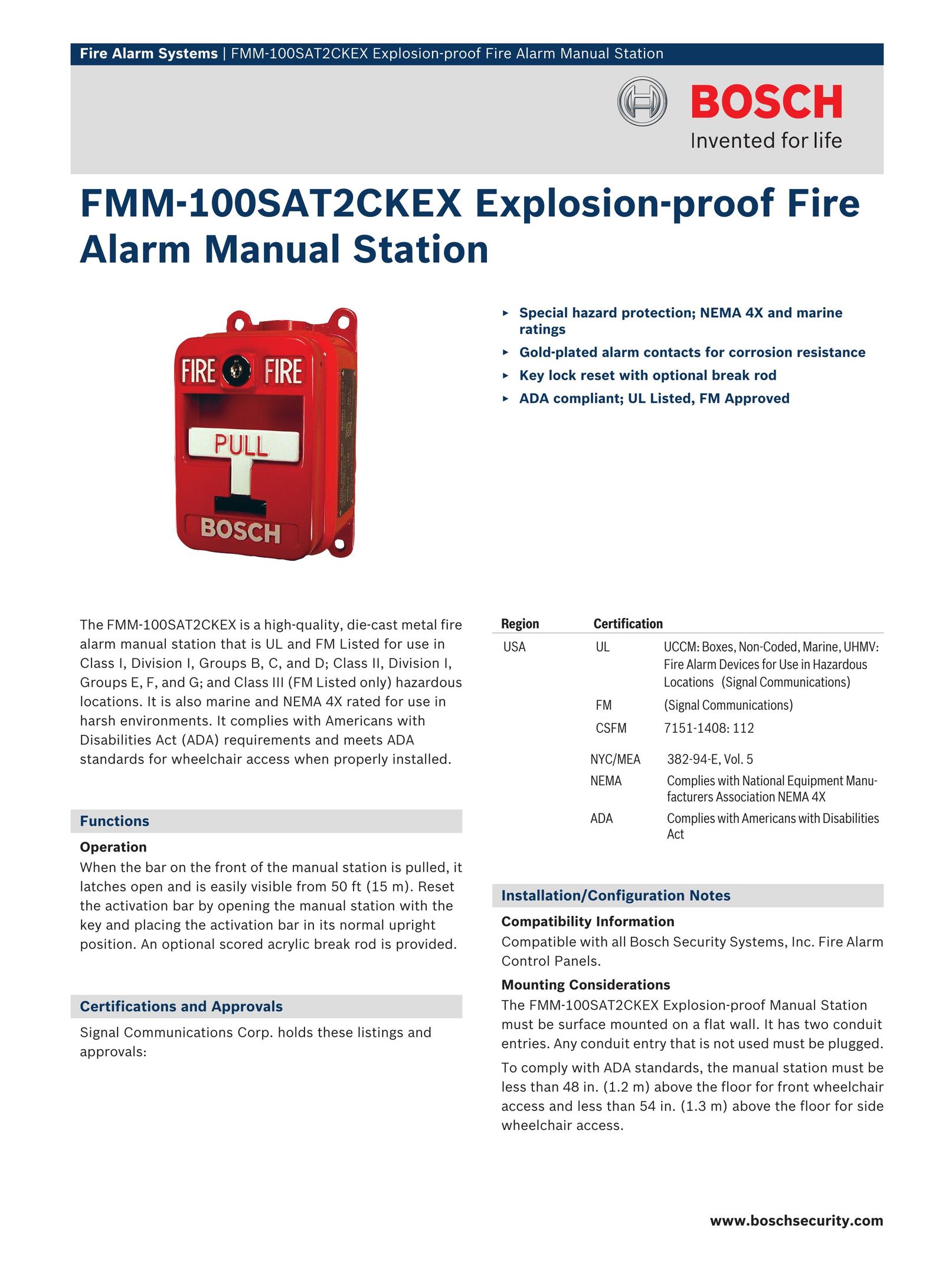 Bosch Appliances FMM100SAT2CKEX Smoke Alarm User Manual