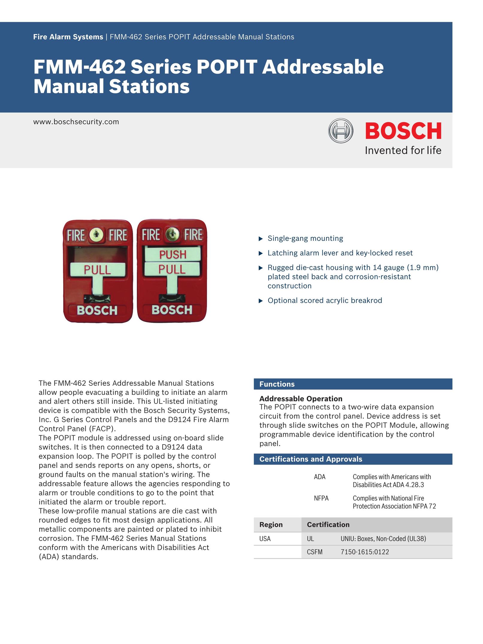 Bosch Appliances FMM462 Smoke Alarm User Manual
