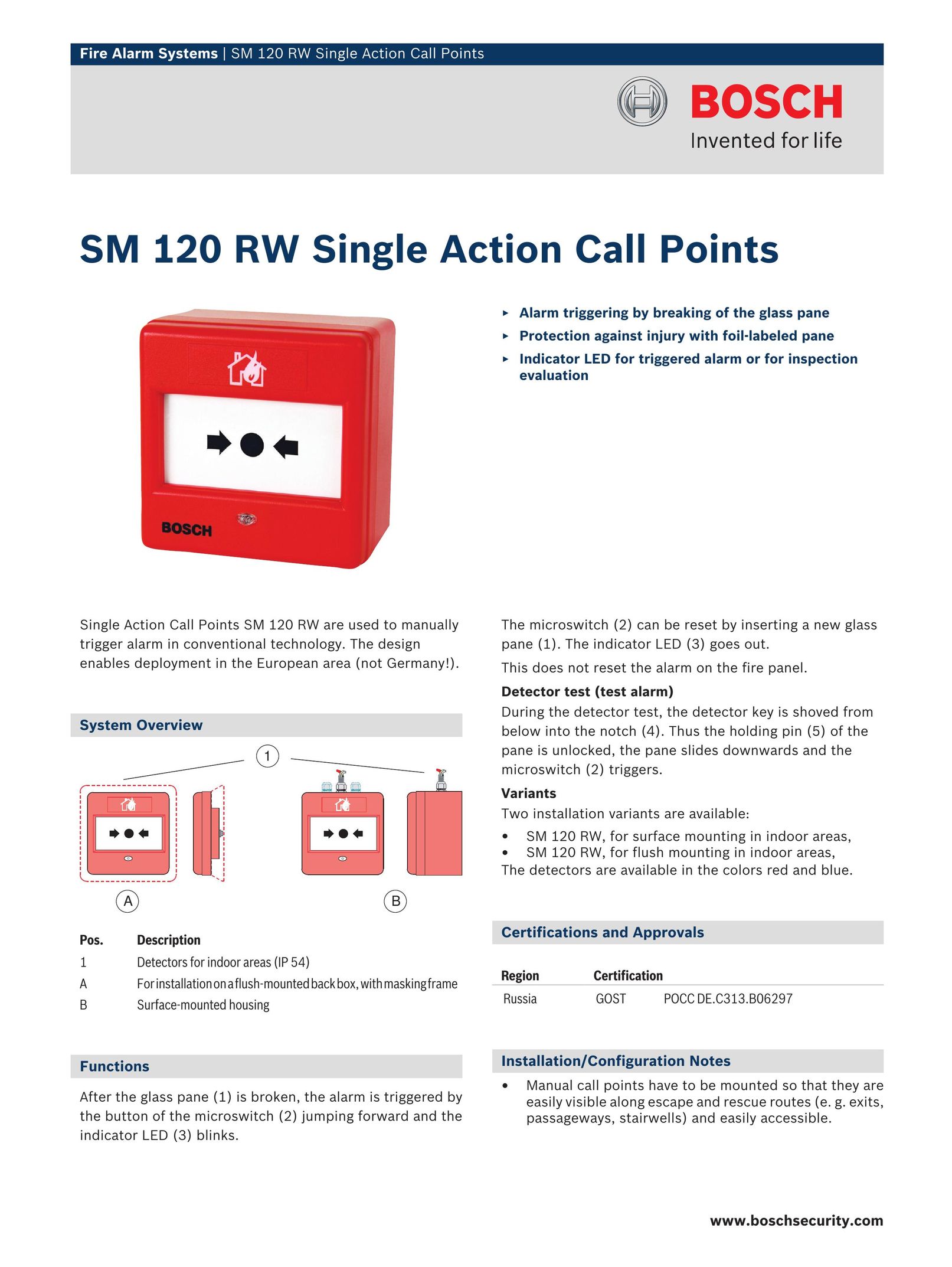Bosch Appliances SM120RW Smoke Alarm User Manual