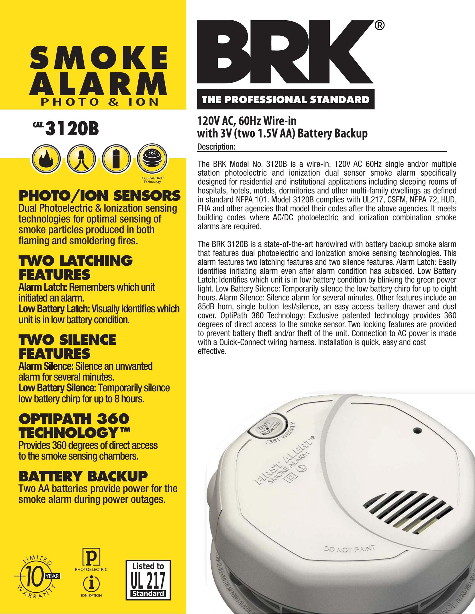 BRK electronic 3120B Smoke Alarm User Manual