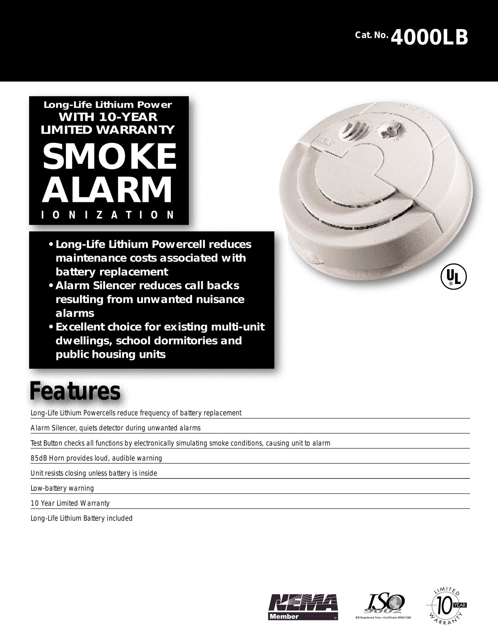 BRK electronic 4000LB Smoke Alarm User Manual