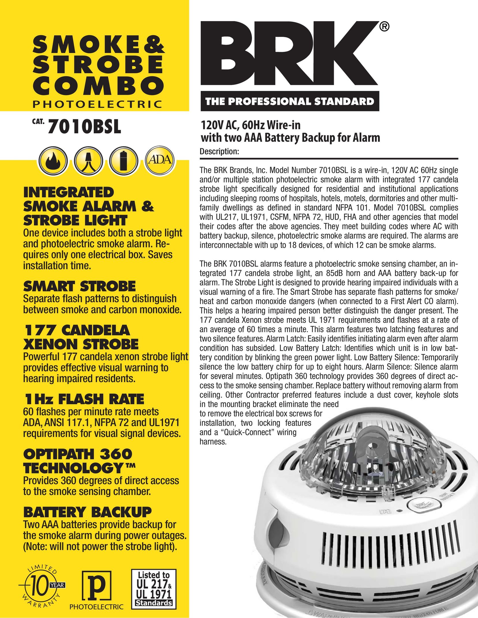 BRK electronic 7010BSL Smoke Alarm User Manual