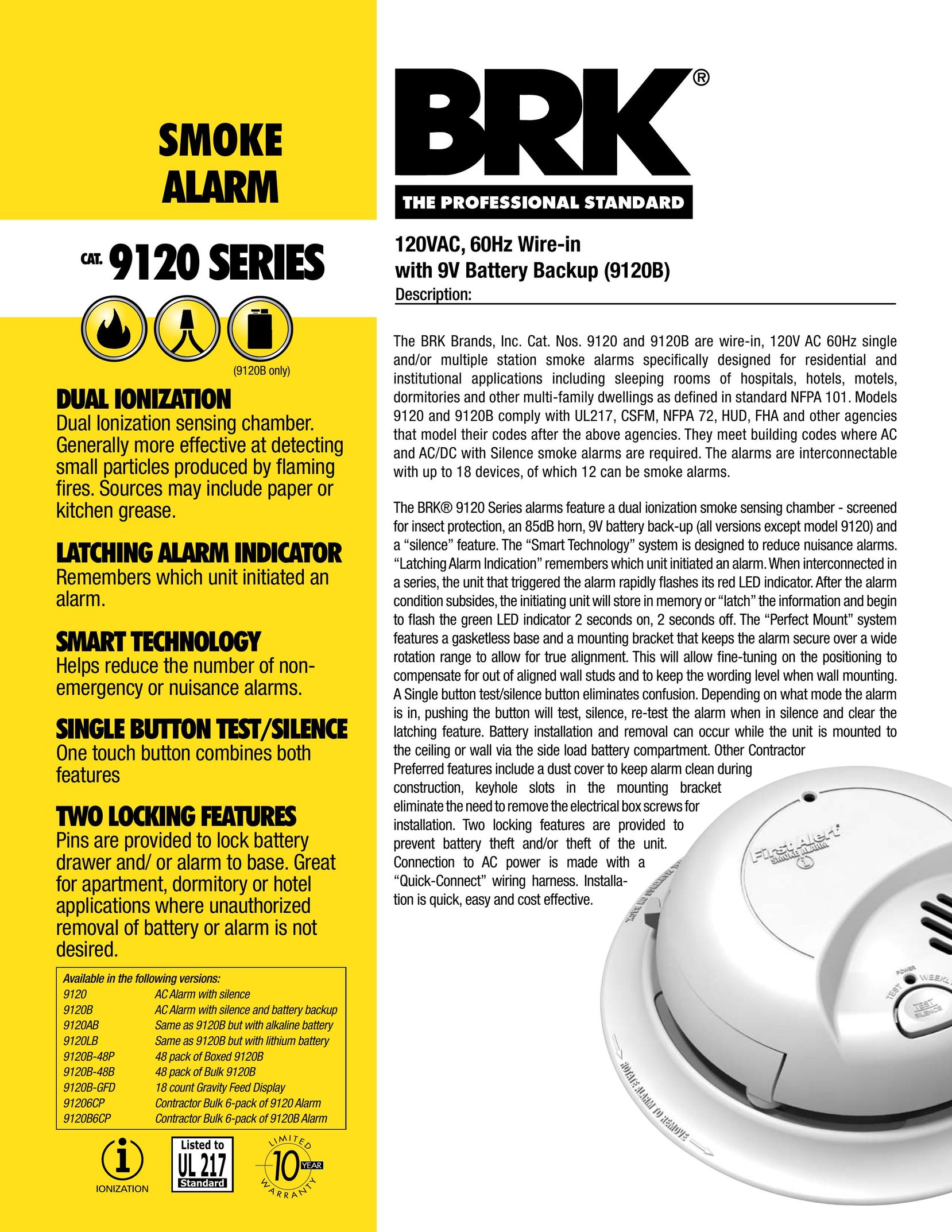 BRK electronic 9120 Series Smoke Alarm User Manual