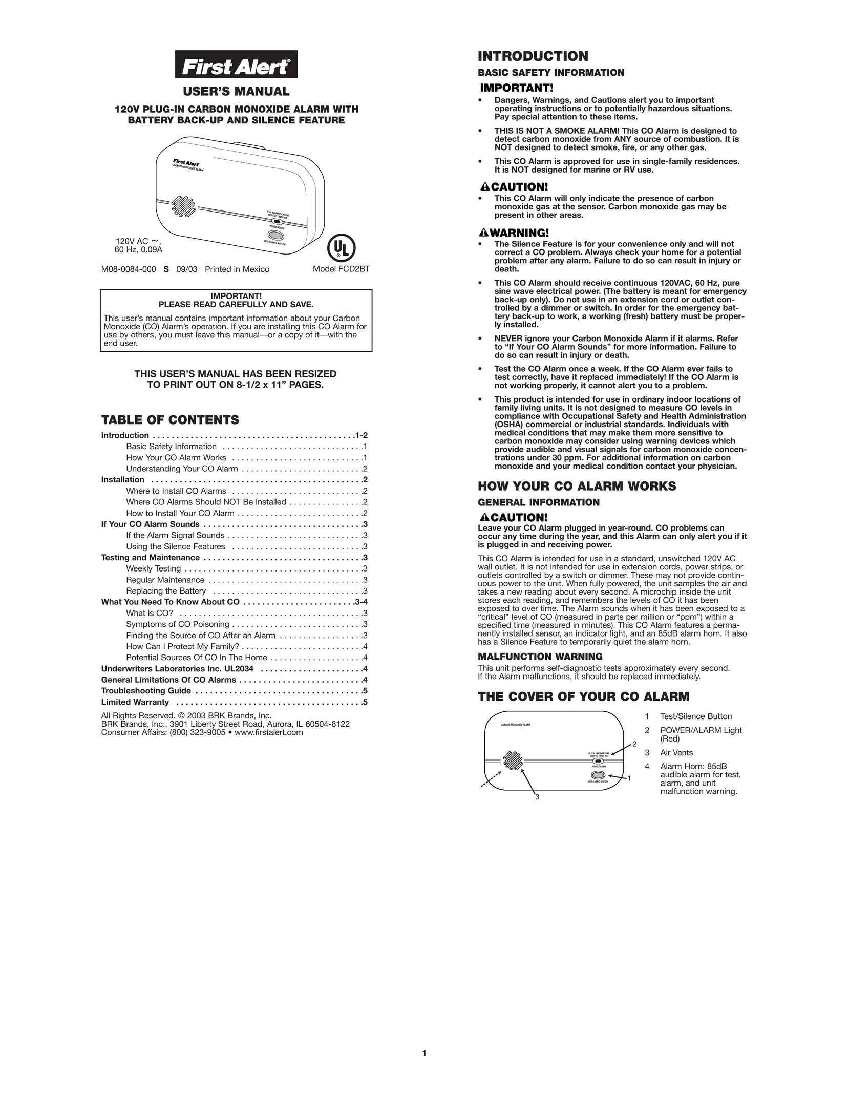 BRK electronic FCD2BT Smoke Alarm User Manual
