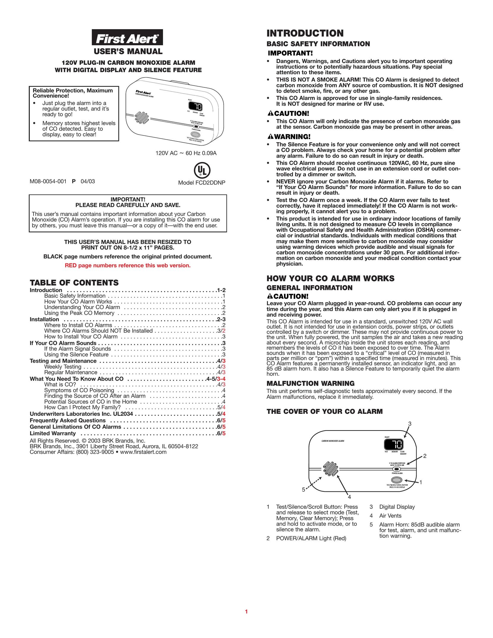BRK electronic FCD2DDNP Smoke Alarm User Manual