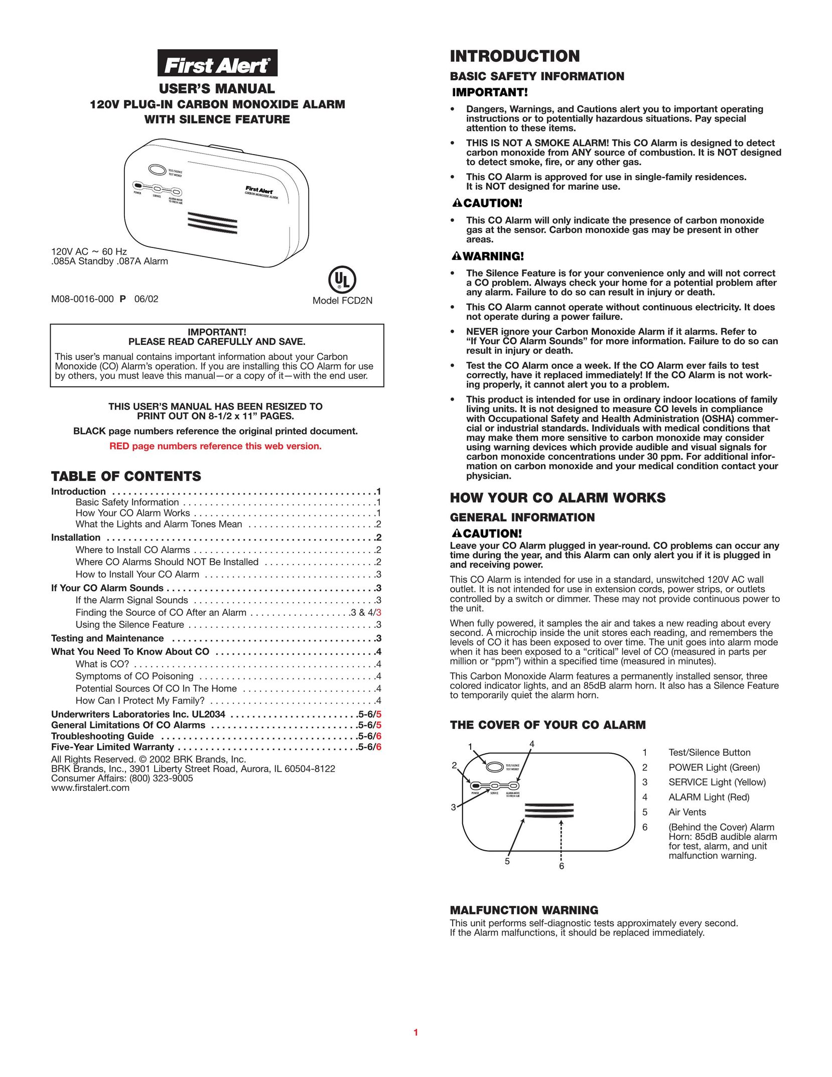 BRK electronic FCD2N Smoke Alarm User Manual