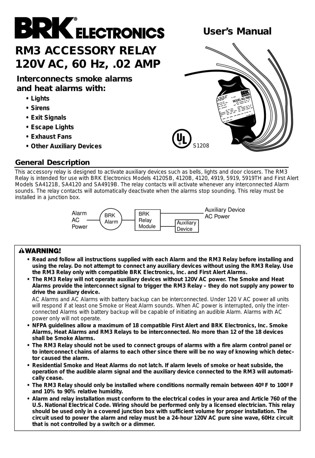 BRK electronic RM3 Smoke Alarm User Manual