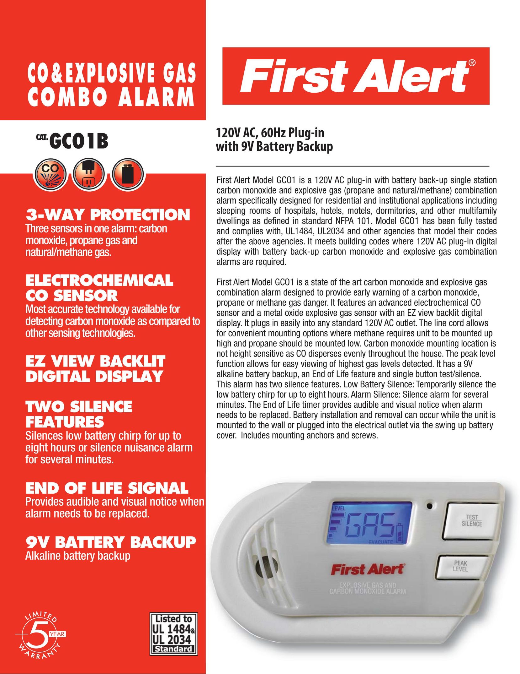 First Alert GC01B Smoke Alarm User Manual