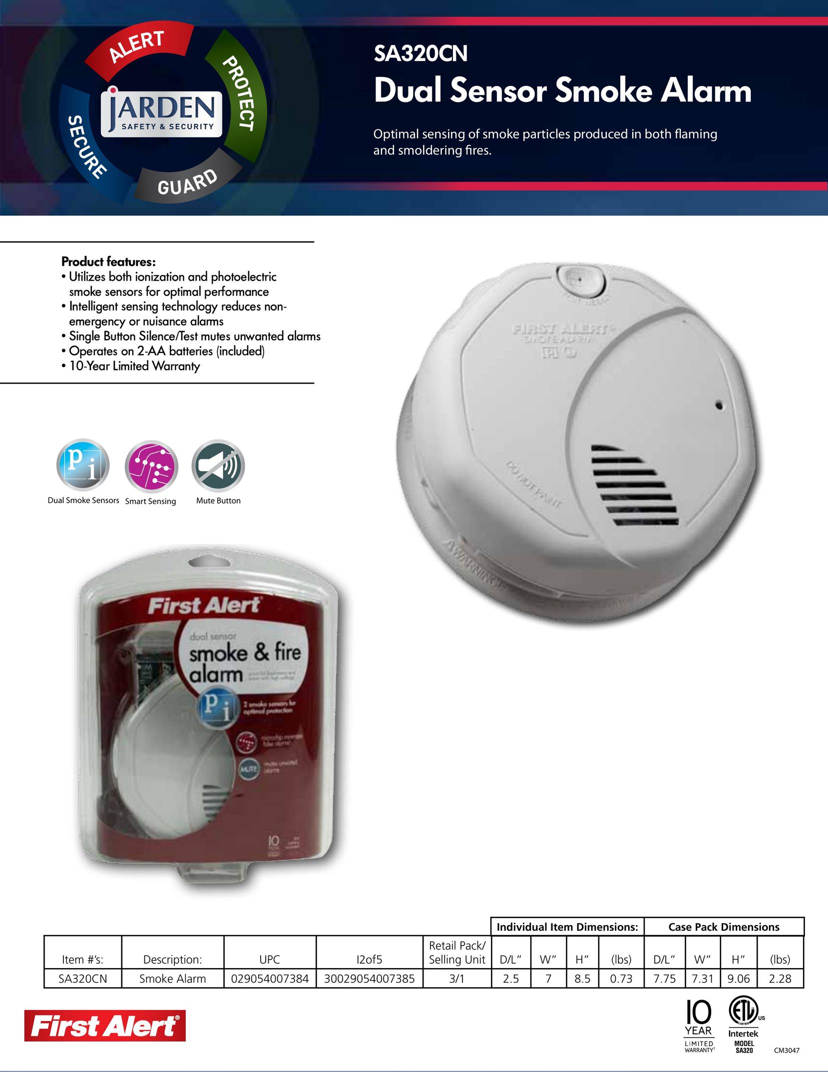 First Alert SA320CN Smoke Alarm User Manual