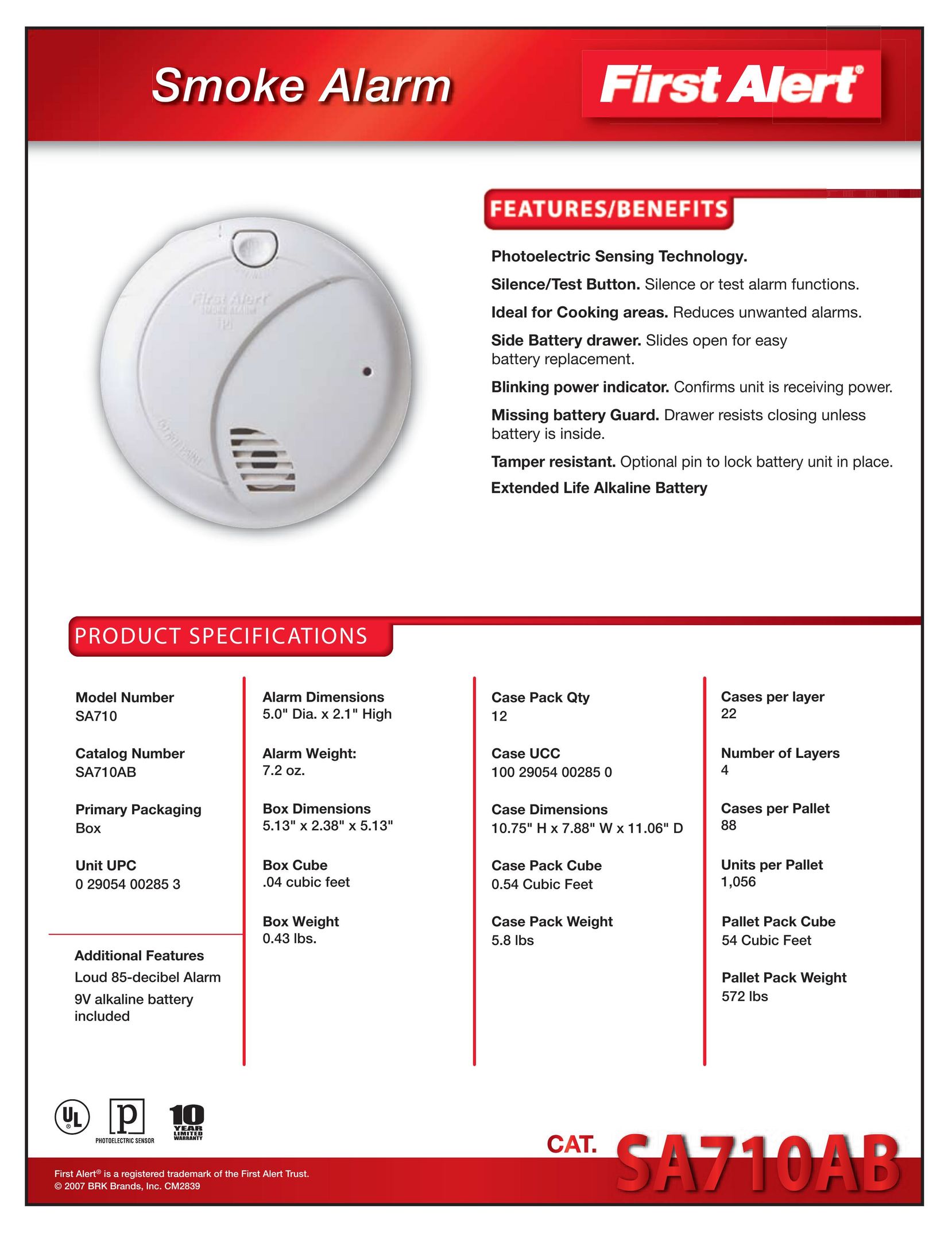 First Alert SA710AB Smoke Alarm User Manual