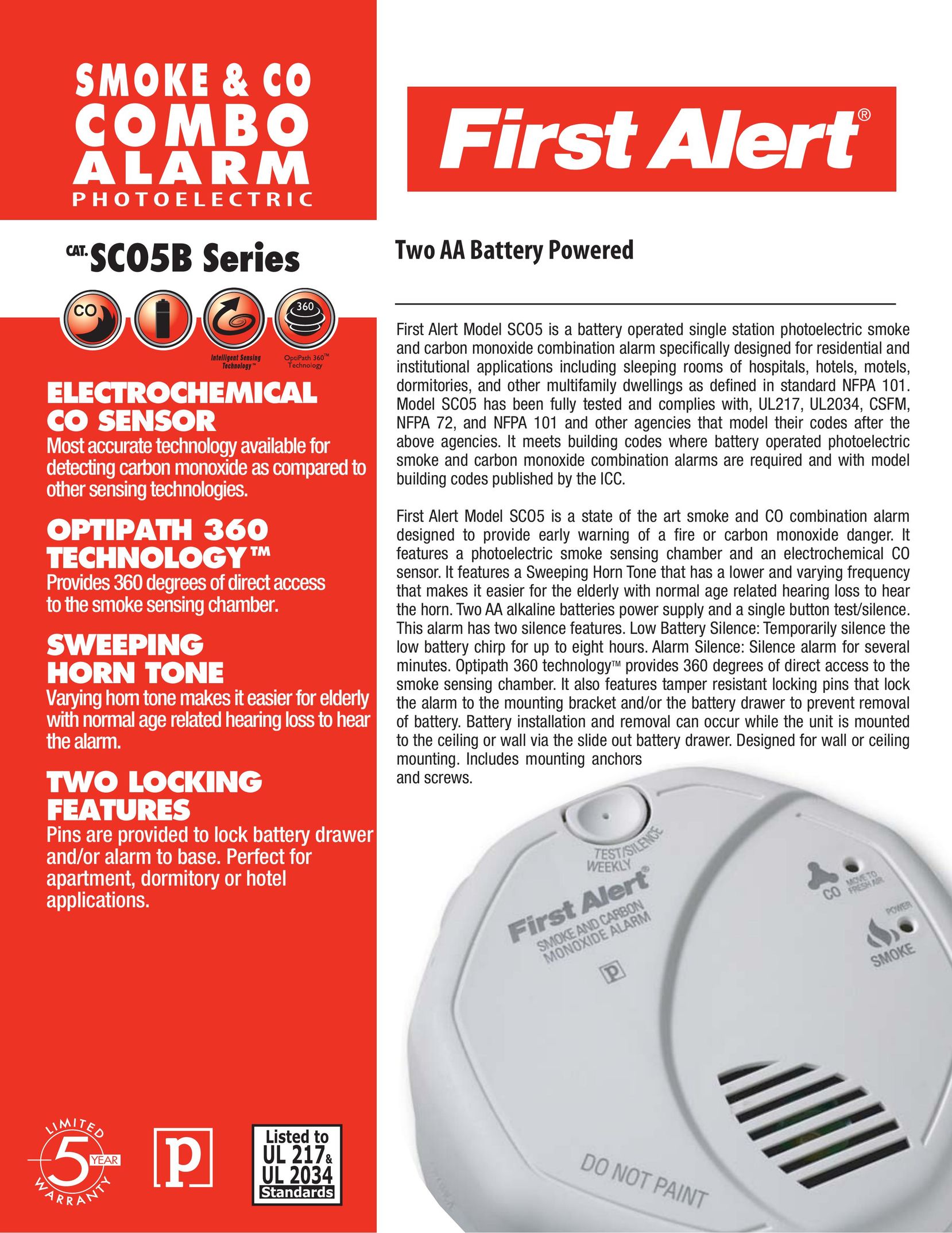 First Alert SC05B Smoke Alarm User Manual