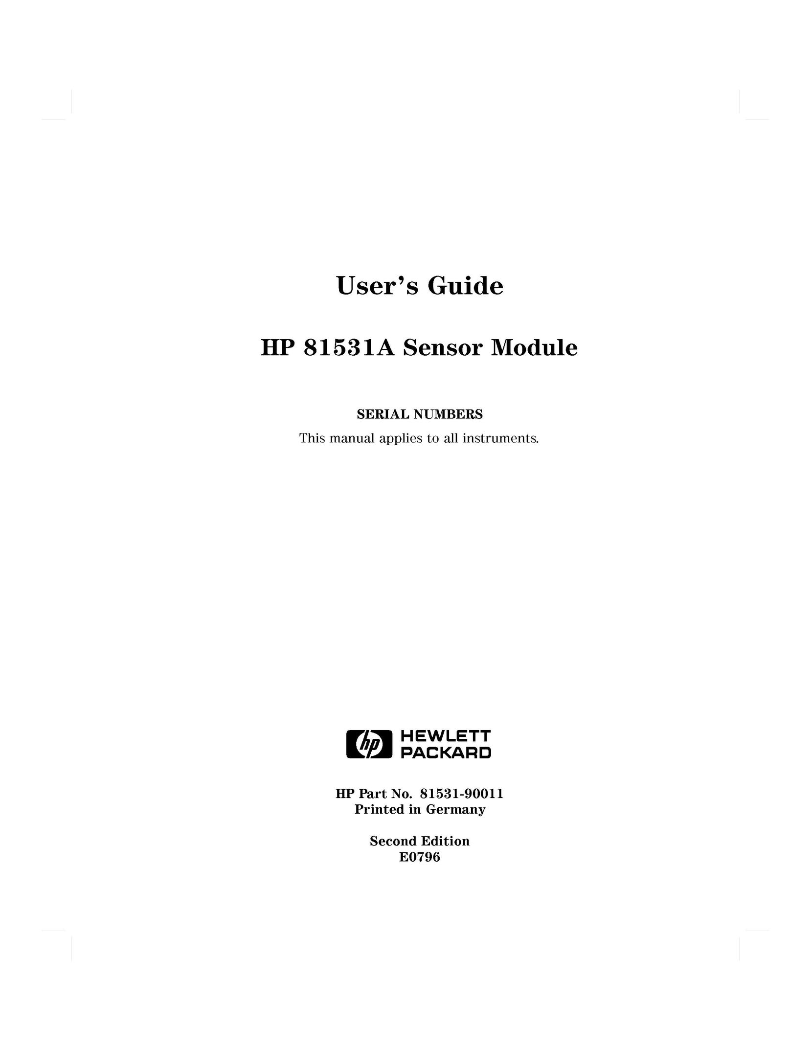 HP (Hewlett-Packard) HP81531A Smoke Alarm User Manual