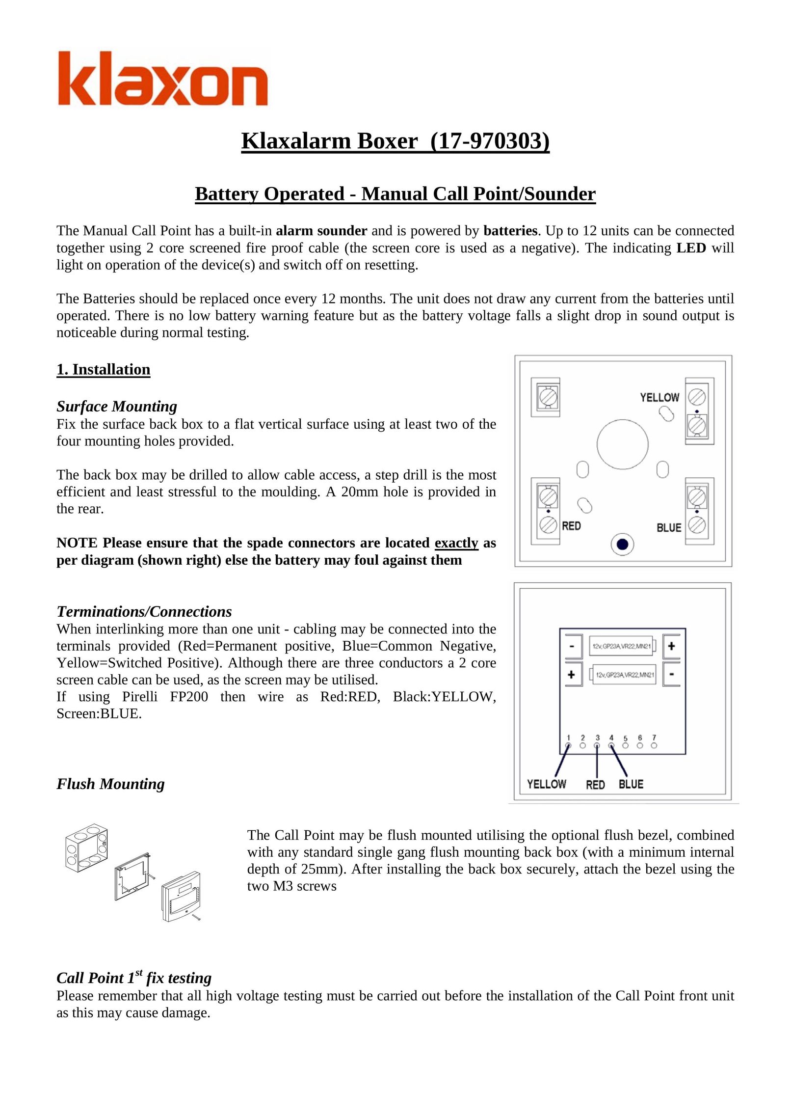 Klaxon 17-970303 Smoke Alarm User Manual