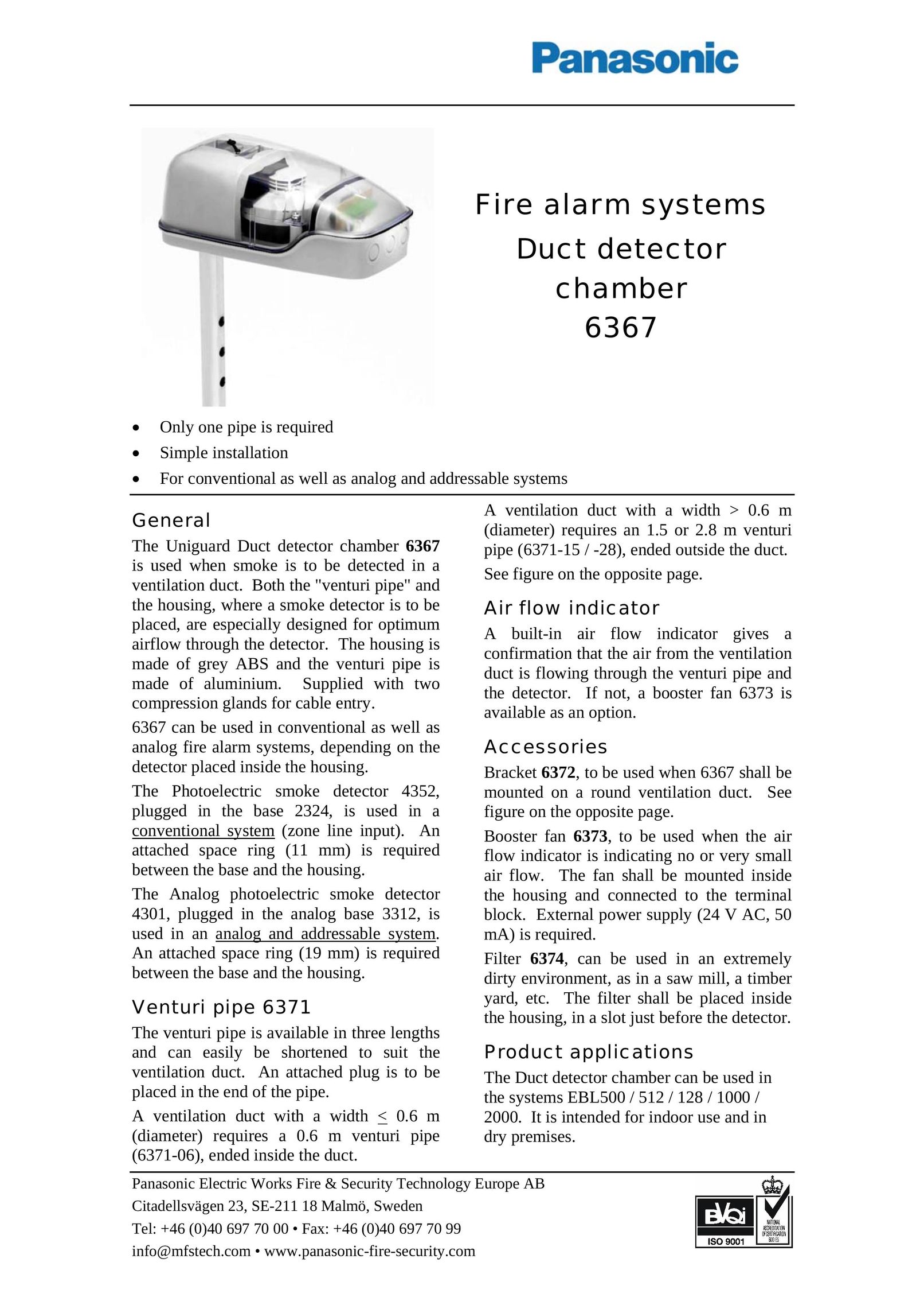 Panasonic 6367 Smoke Alarm User Manual