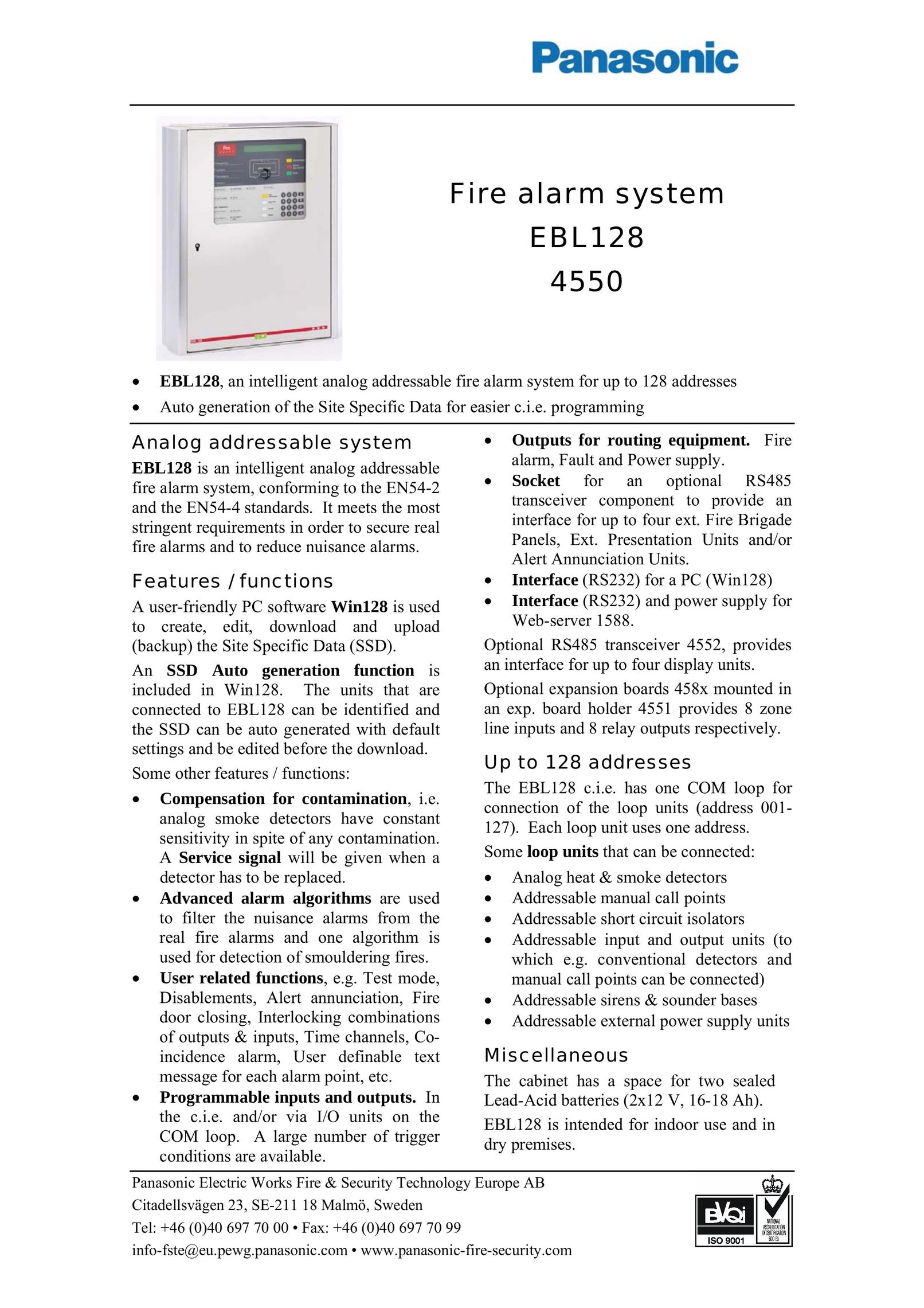 Panasonic EBL128 Smoke Alarm User Manual