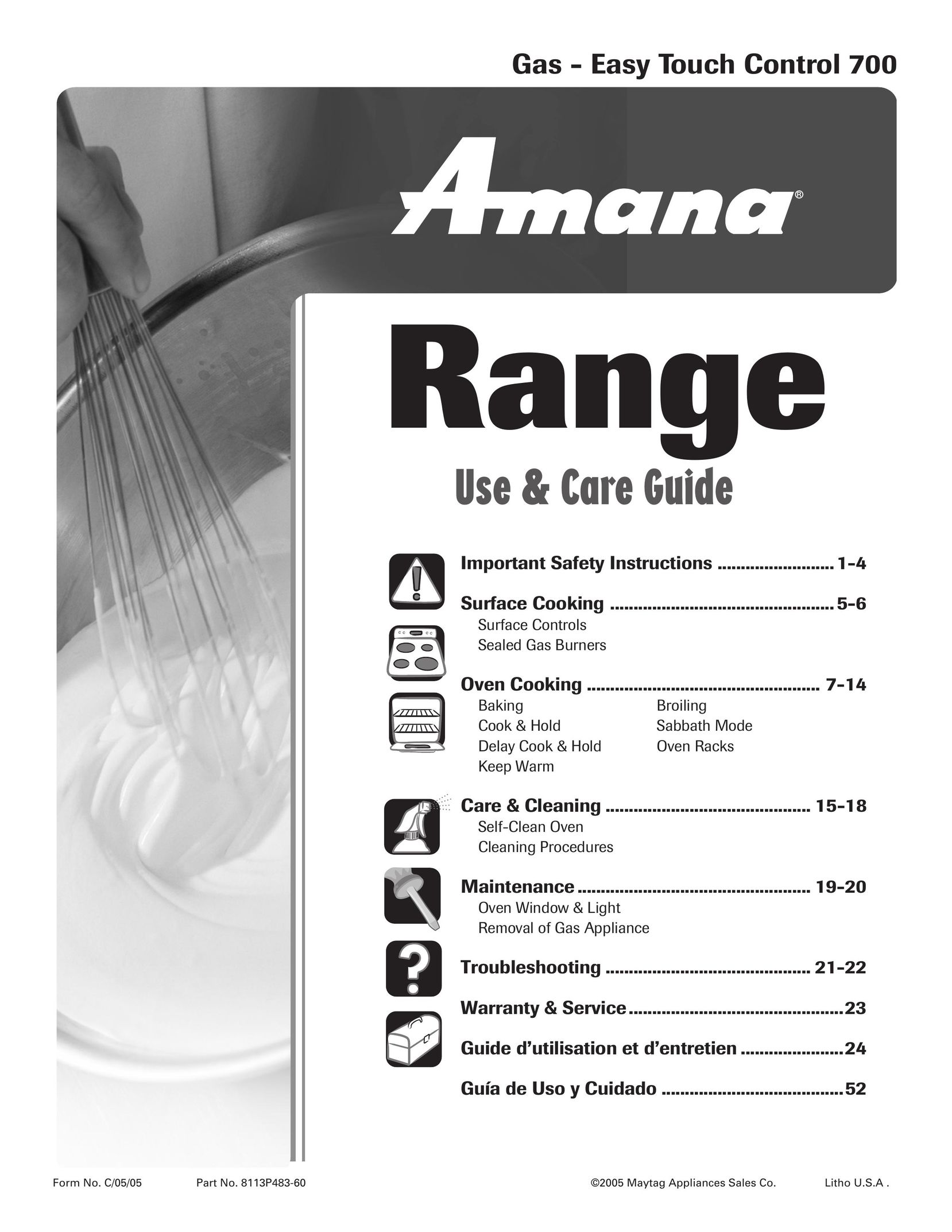 Amana 700 Stove User Manual