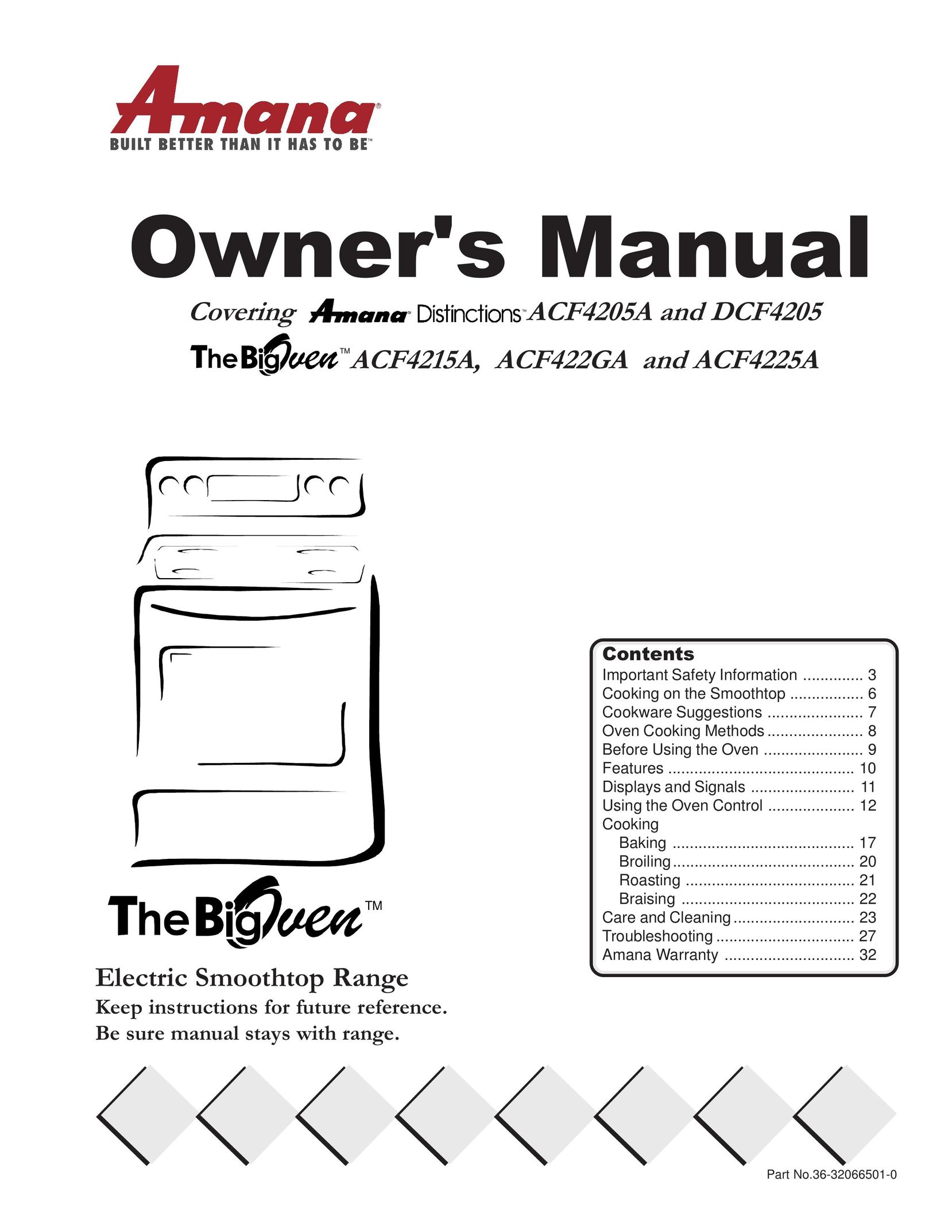 Amana ACF4215A Stove User Manual