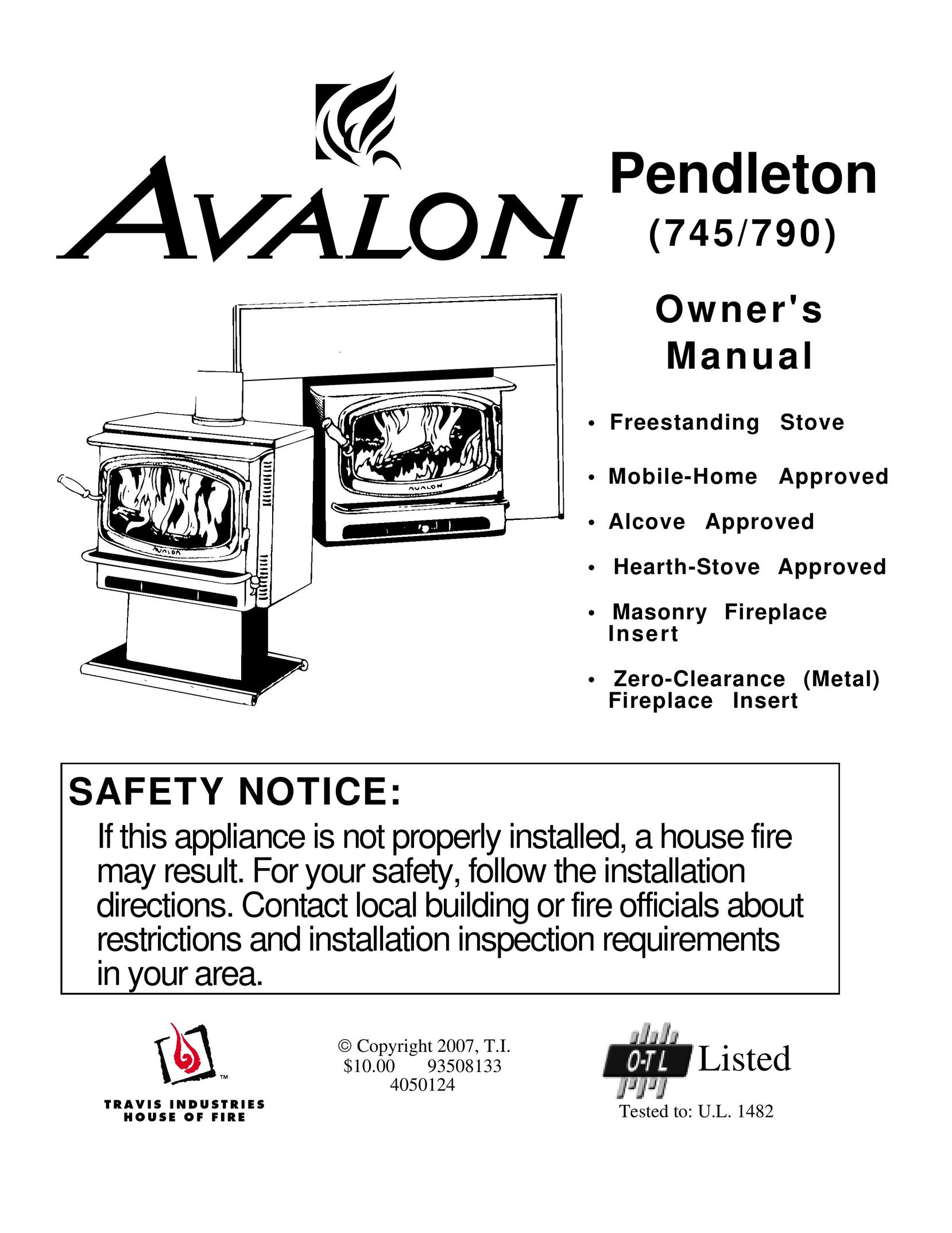Avalon Stoves 745 Stove User Manual