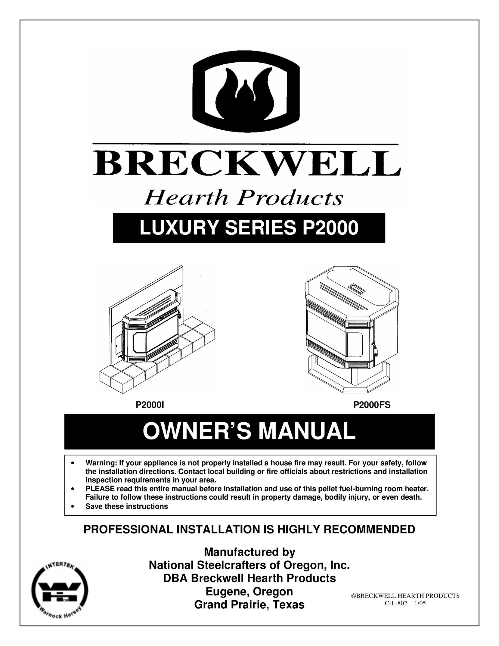 Breckwell P2000FS Stove User Manual