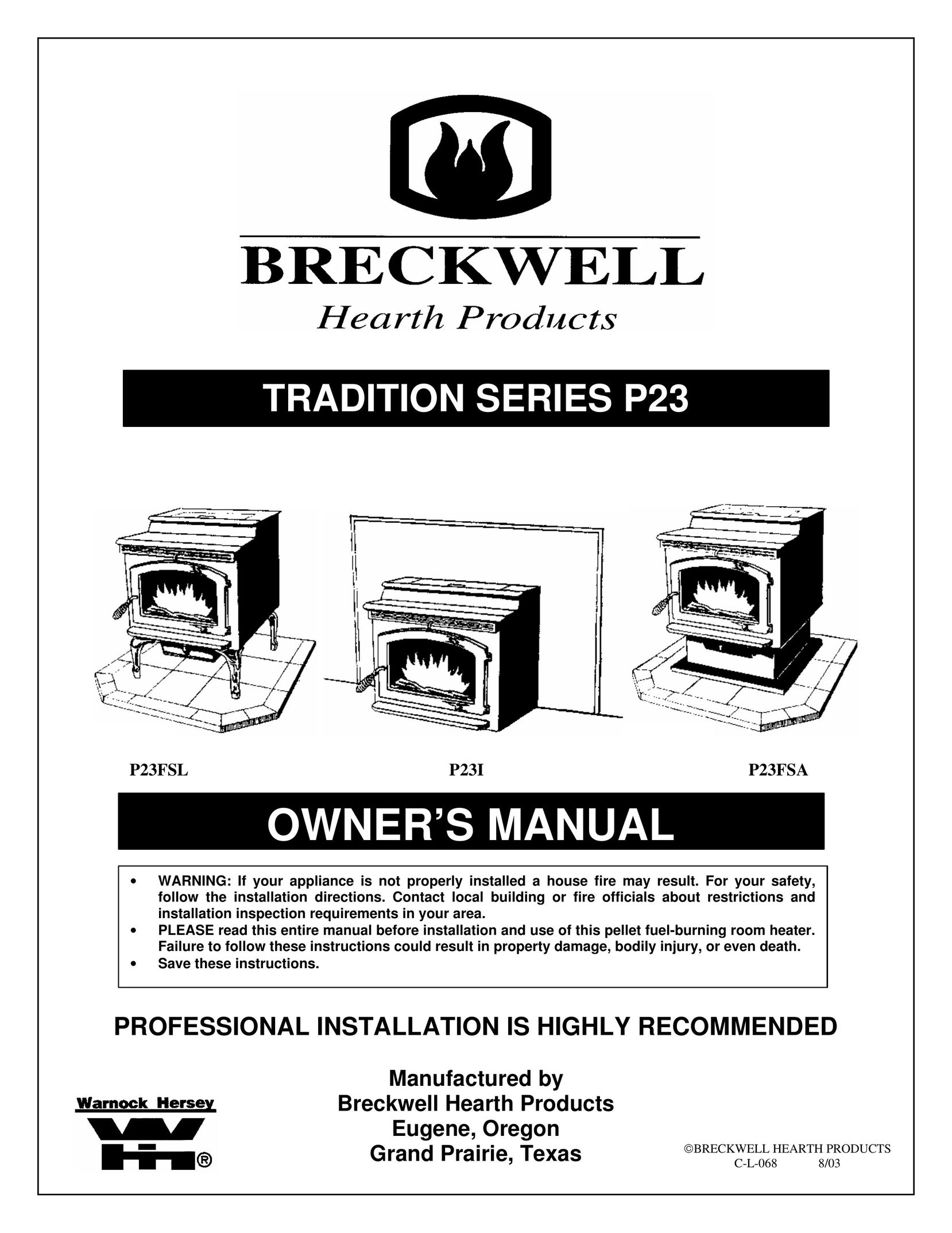 Breckwell P23FSA Stove User Manual