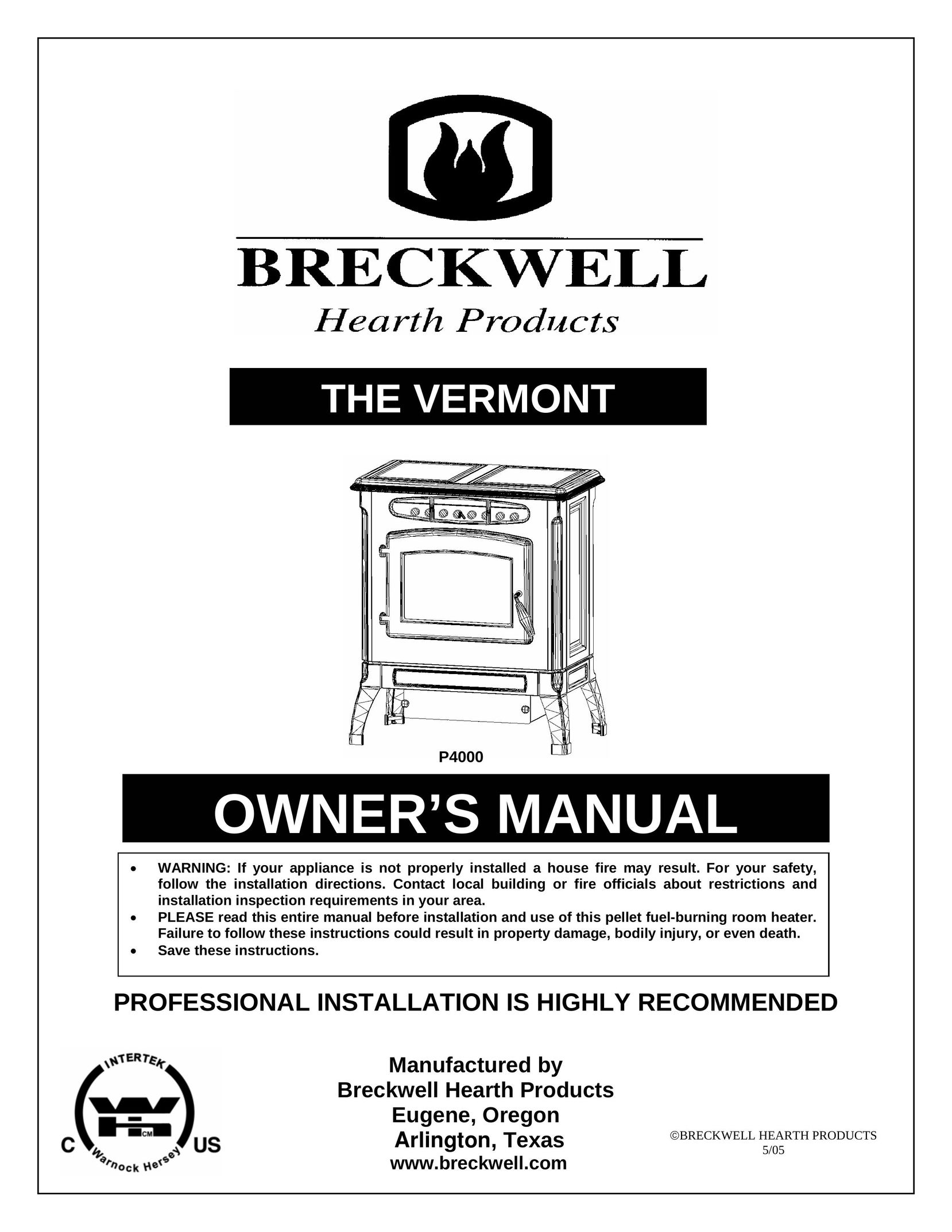 Breckwell P4000 Stove User Manual