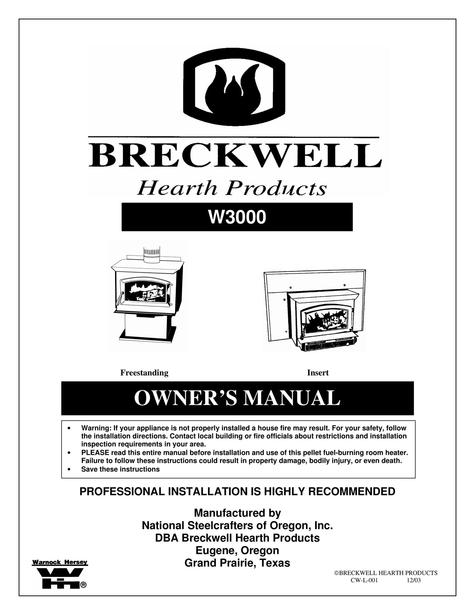 Breckwell W3000 Stove User Manual