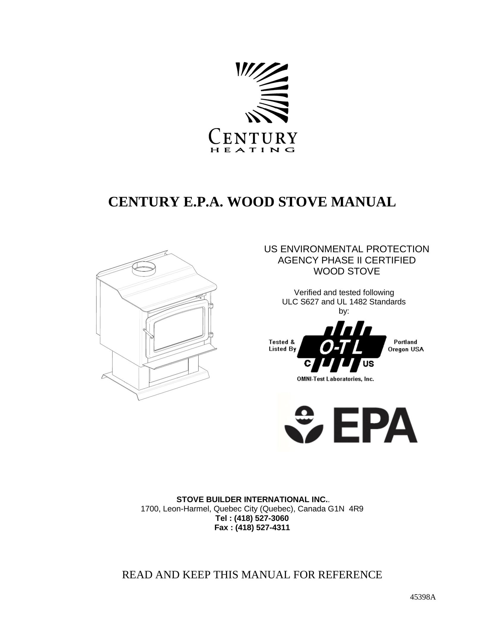 Century 45398A Stove User Manual