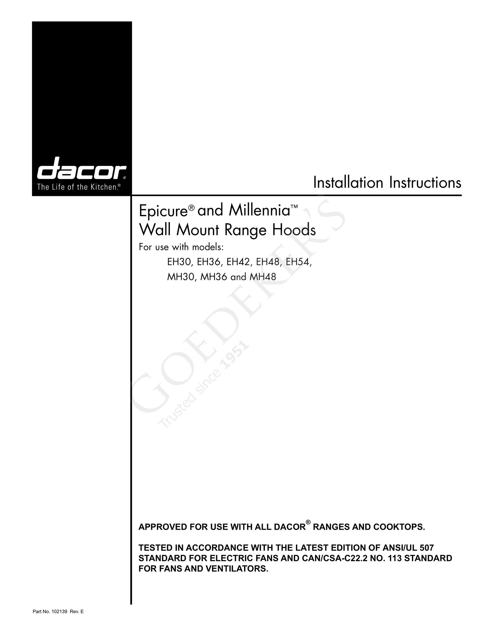 Dacor MH36 Stove User Manual