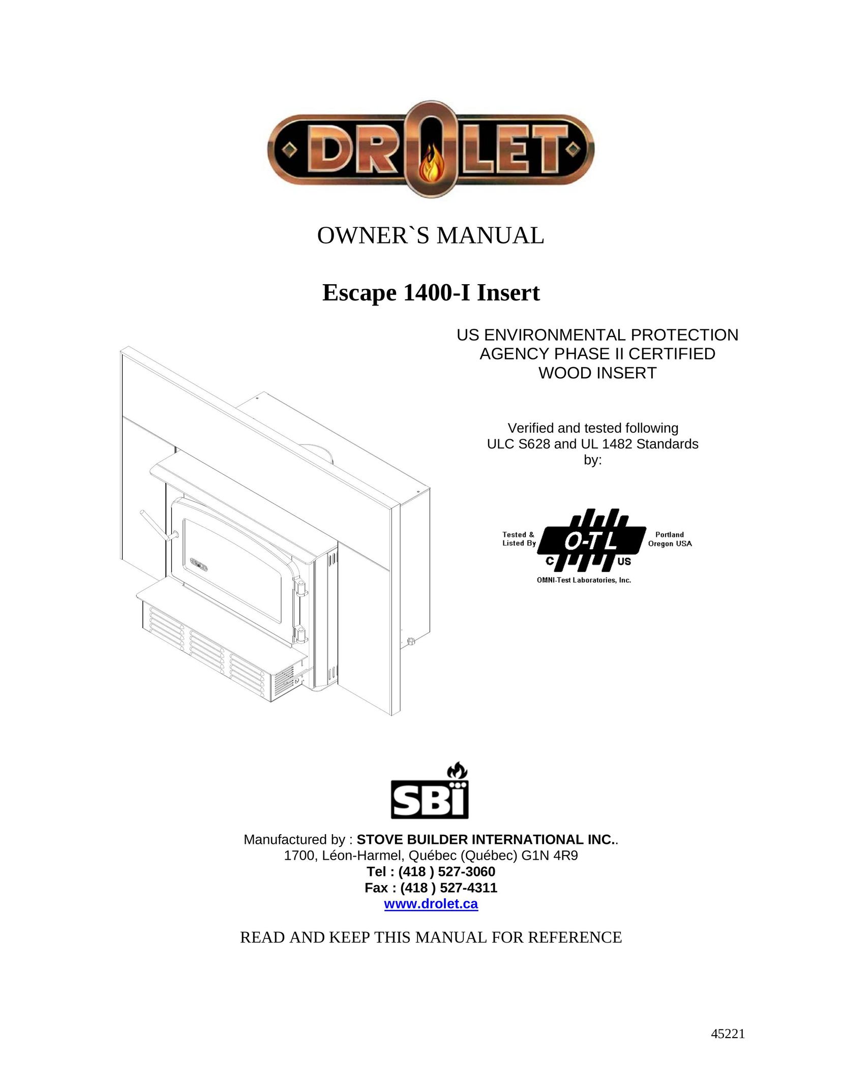 Drolet 1400-I Stove User Manual