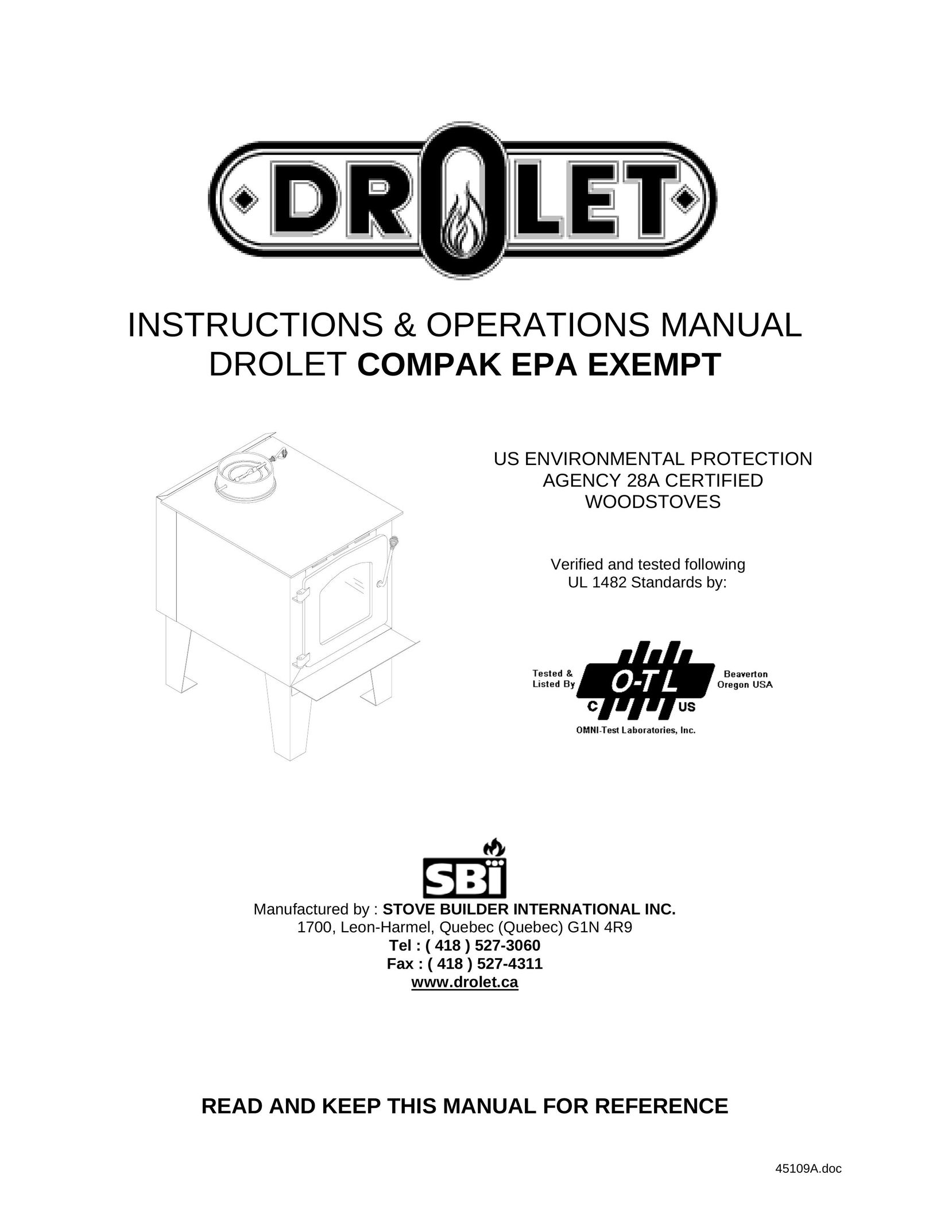 Drolet DB03060 Stove User Manual