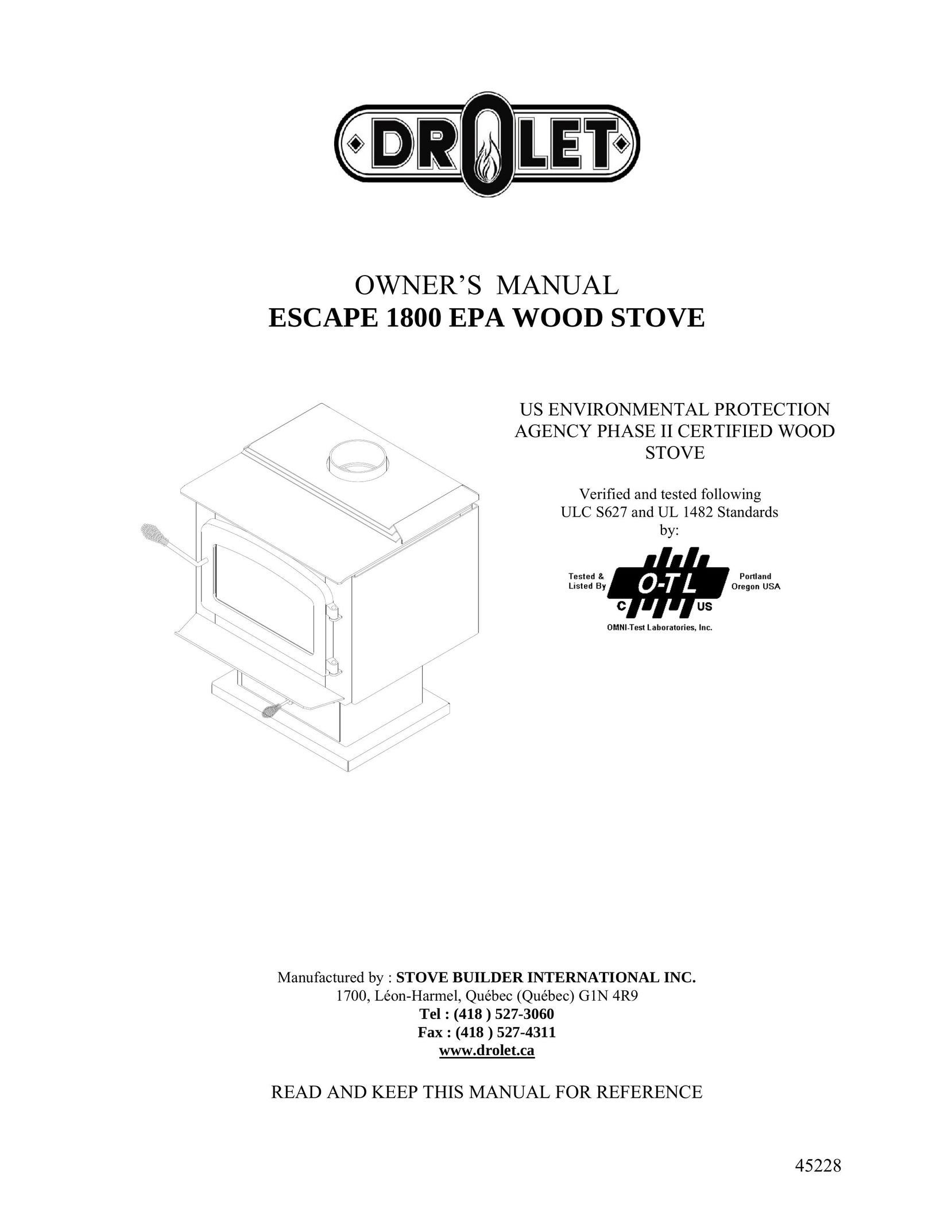 Drolet ESCAPE 1800 Stove User Manual