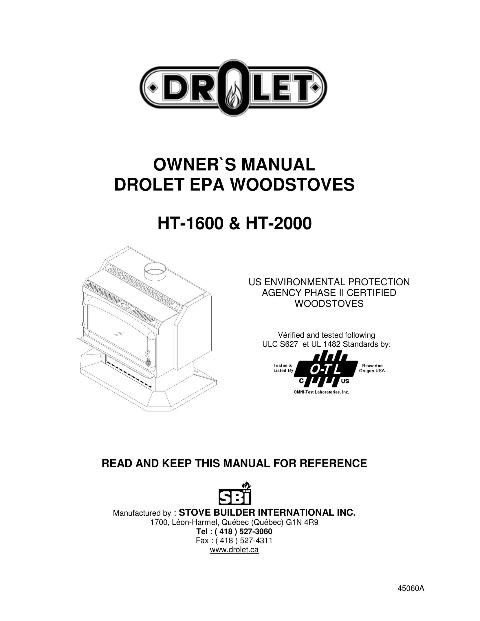 Drolet HT-1600 Stove User Manual