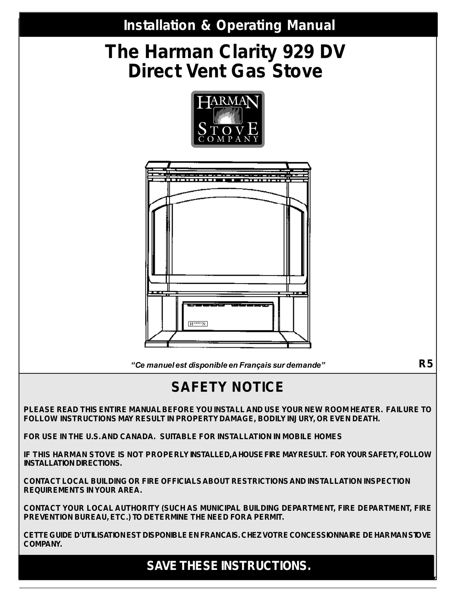 Harman Stove Company 929 DV Stove User Manual
