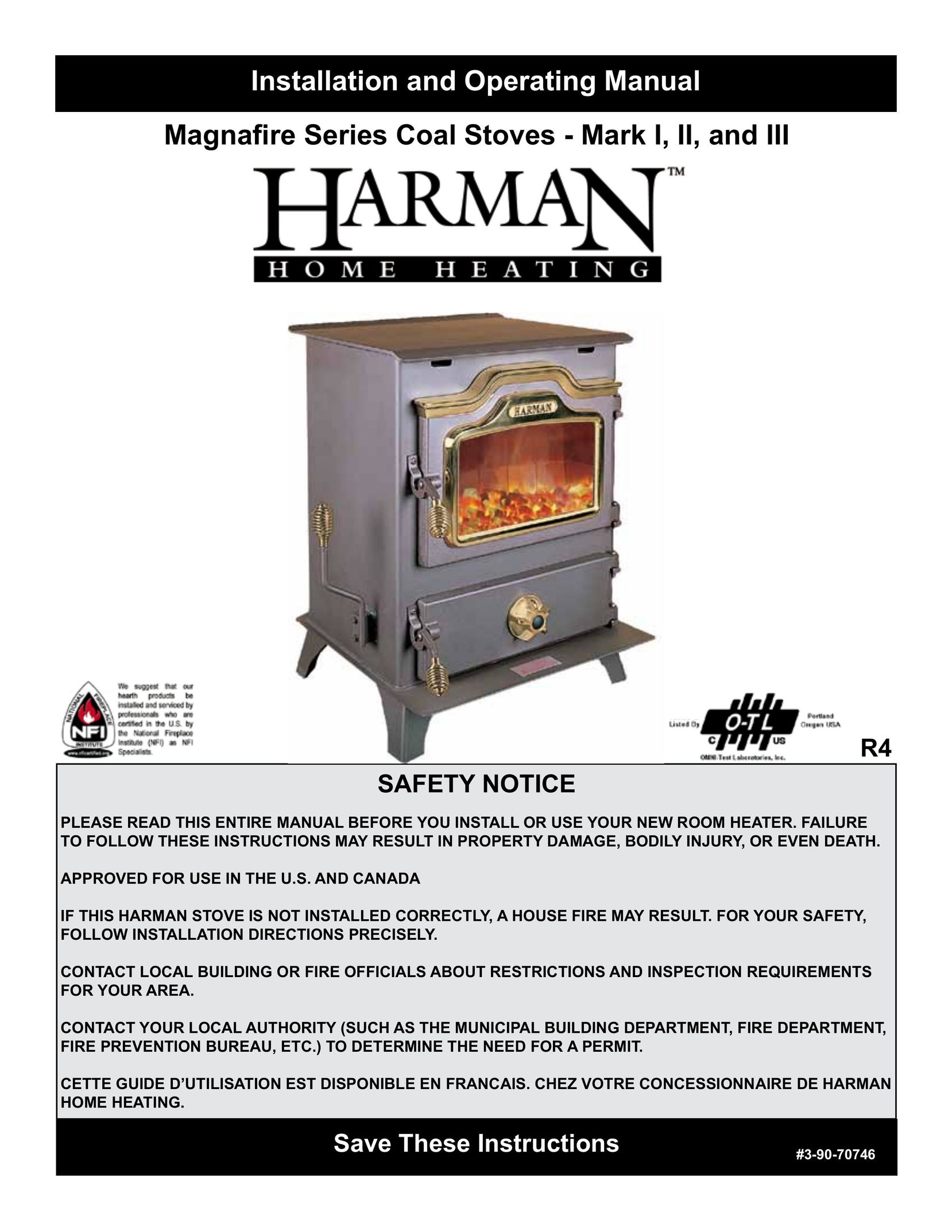 Harman Stove Company MARK I Stove User Manual