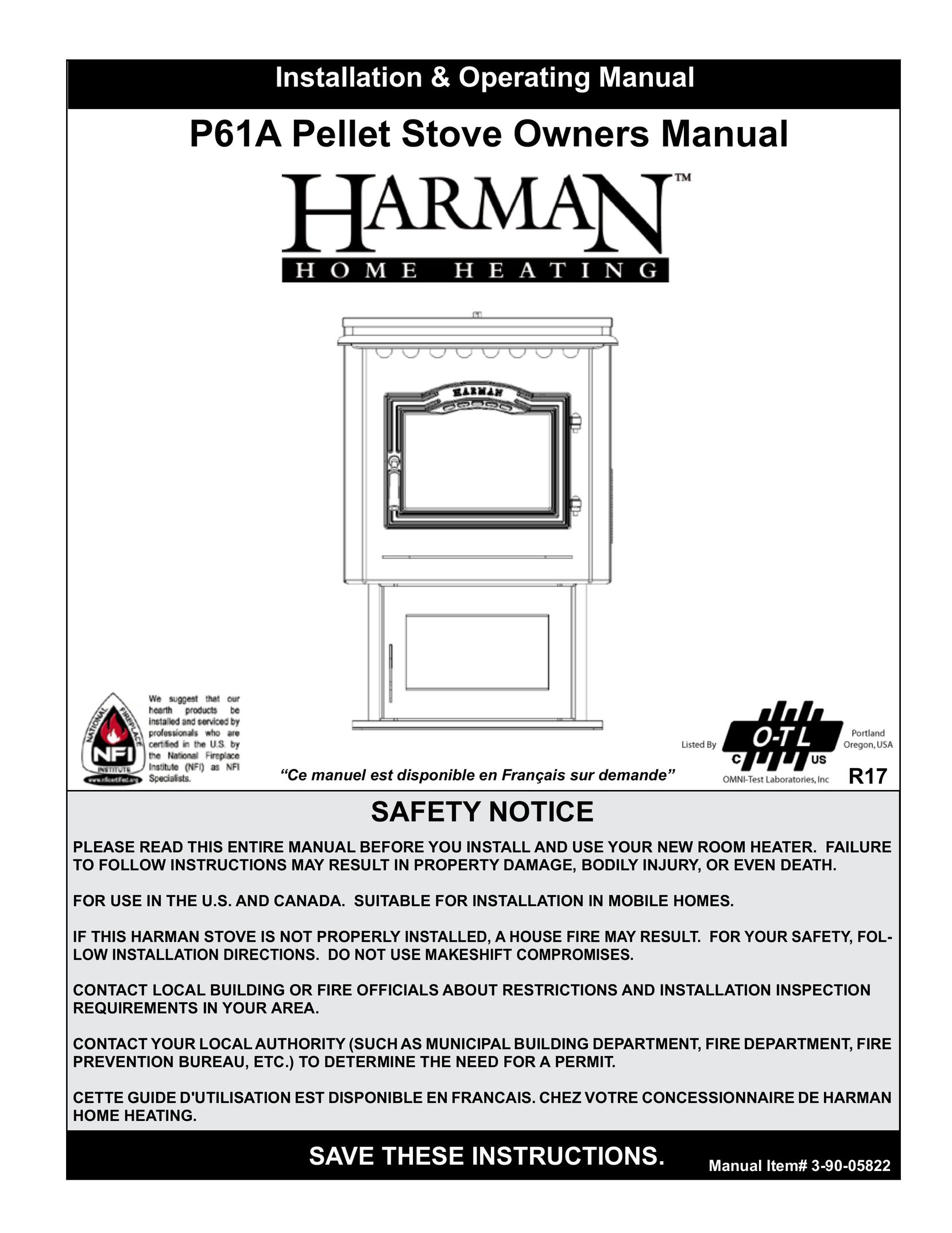 Harman Stove Company P61A Stove User Manual