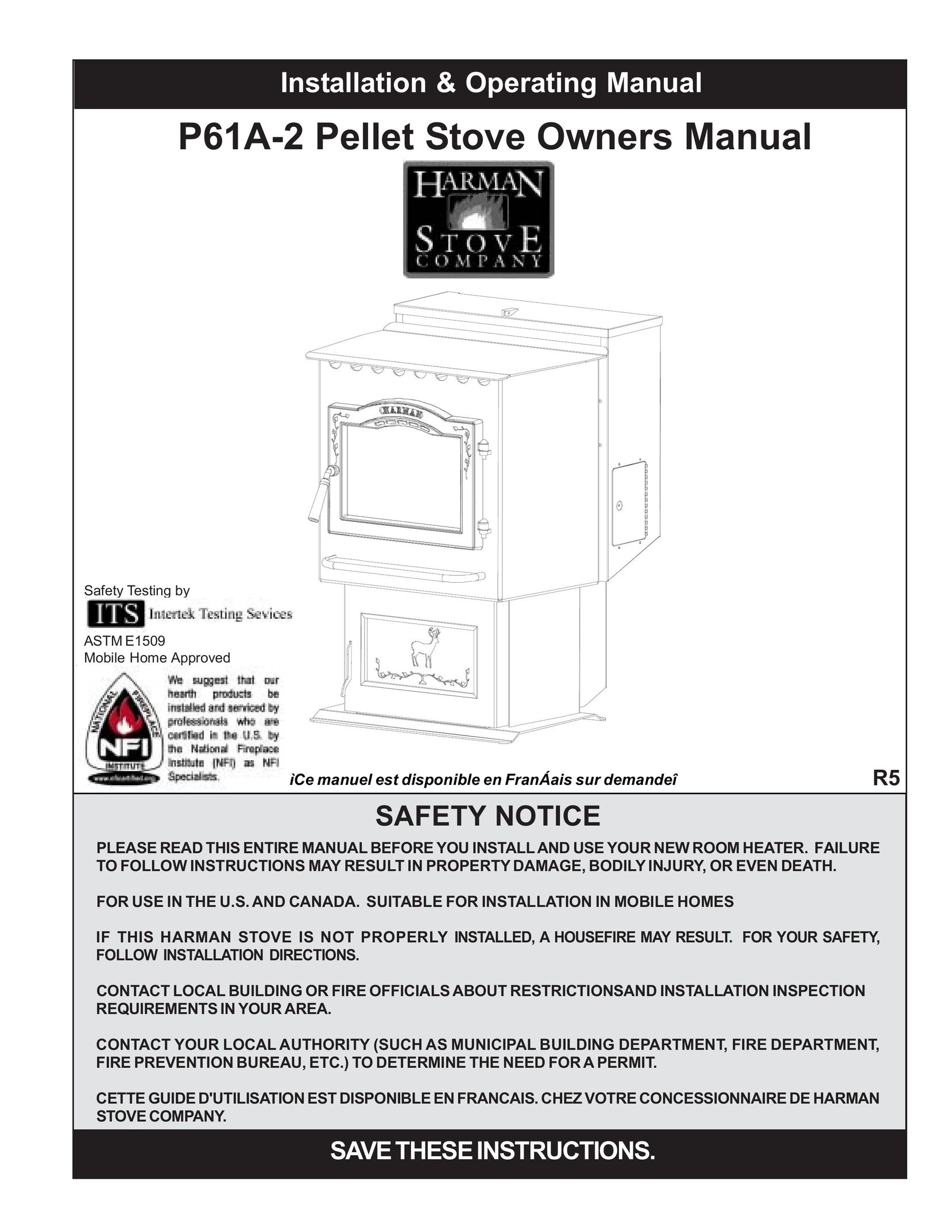 Harman Stove Company P61A-2 Stove User Manual