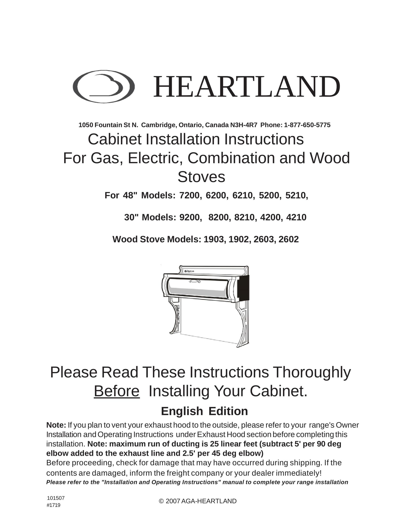 Heartland 1903 Stove User Manual