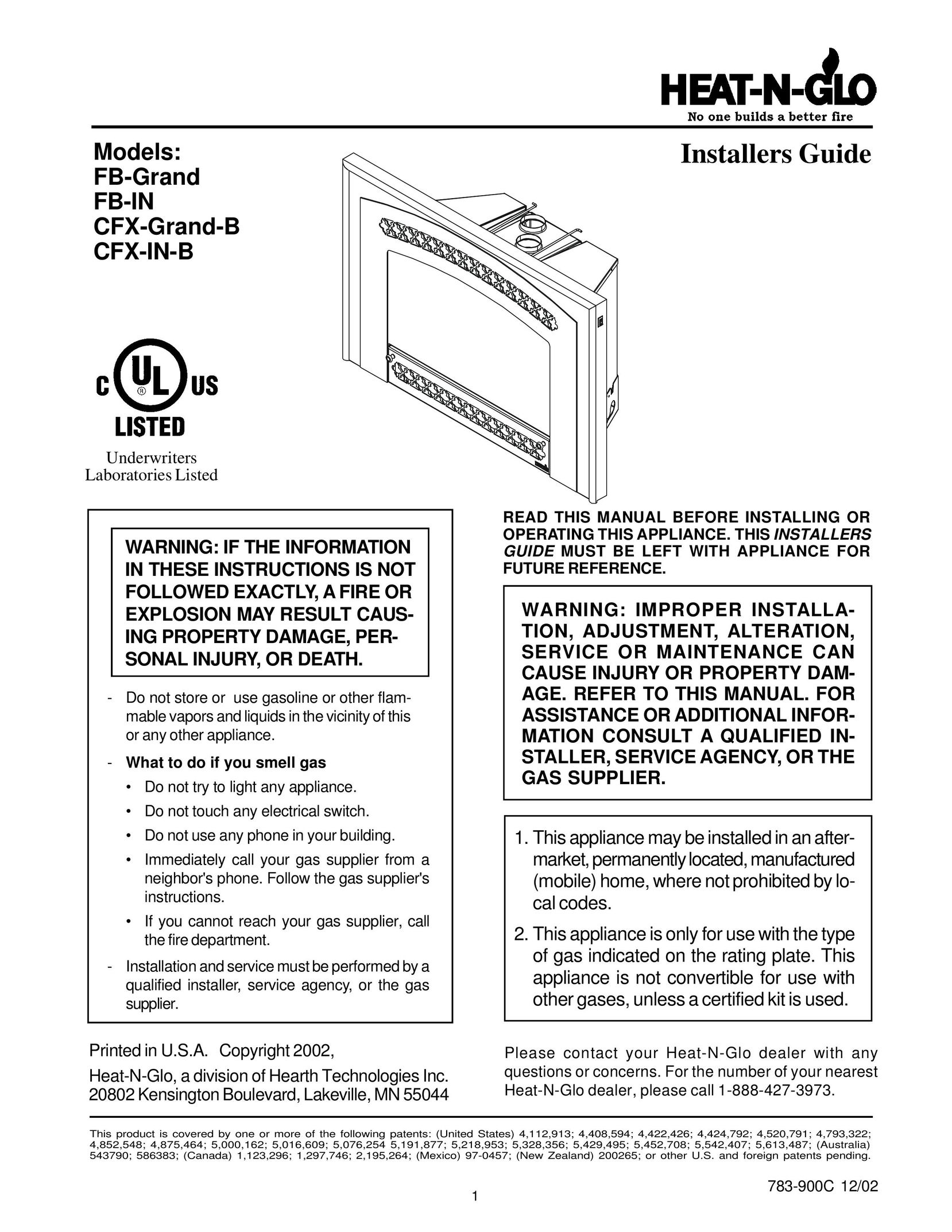 Heat & Glo LifeStyle CFX-Grand-B Stove User Manual