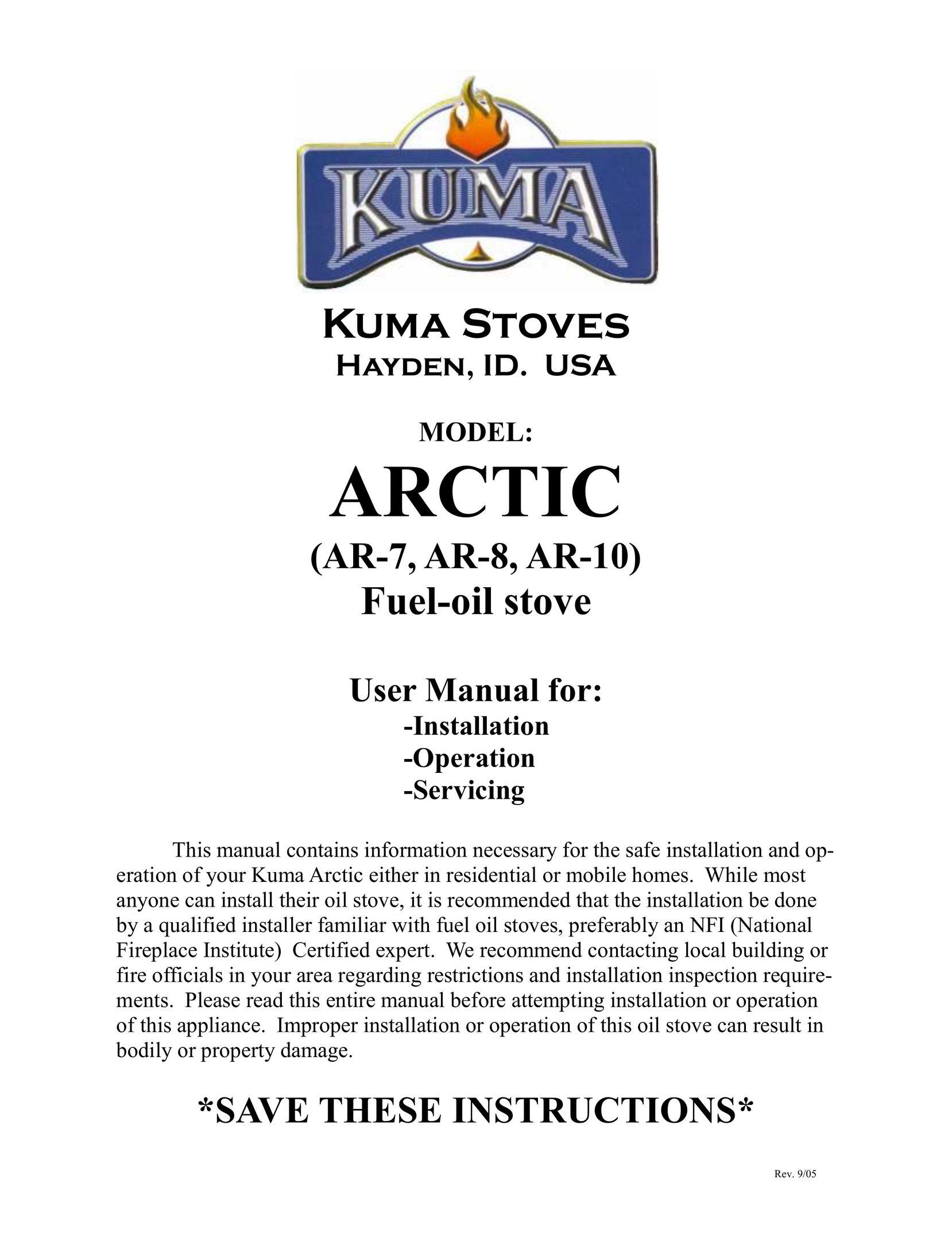 Kuma Stoves AR-10 Stove User Manual