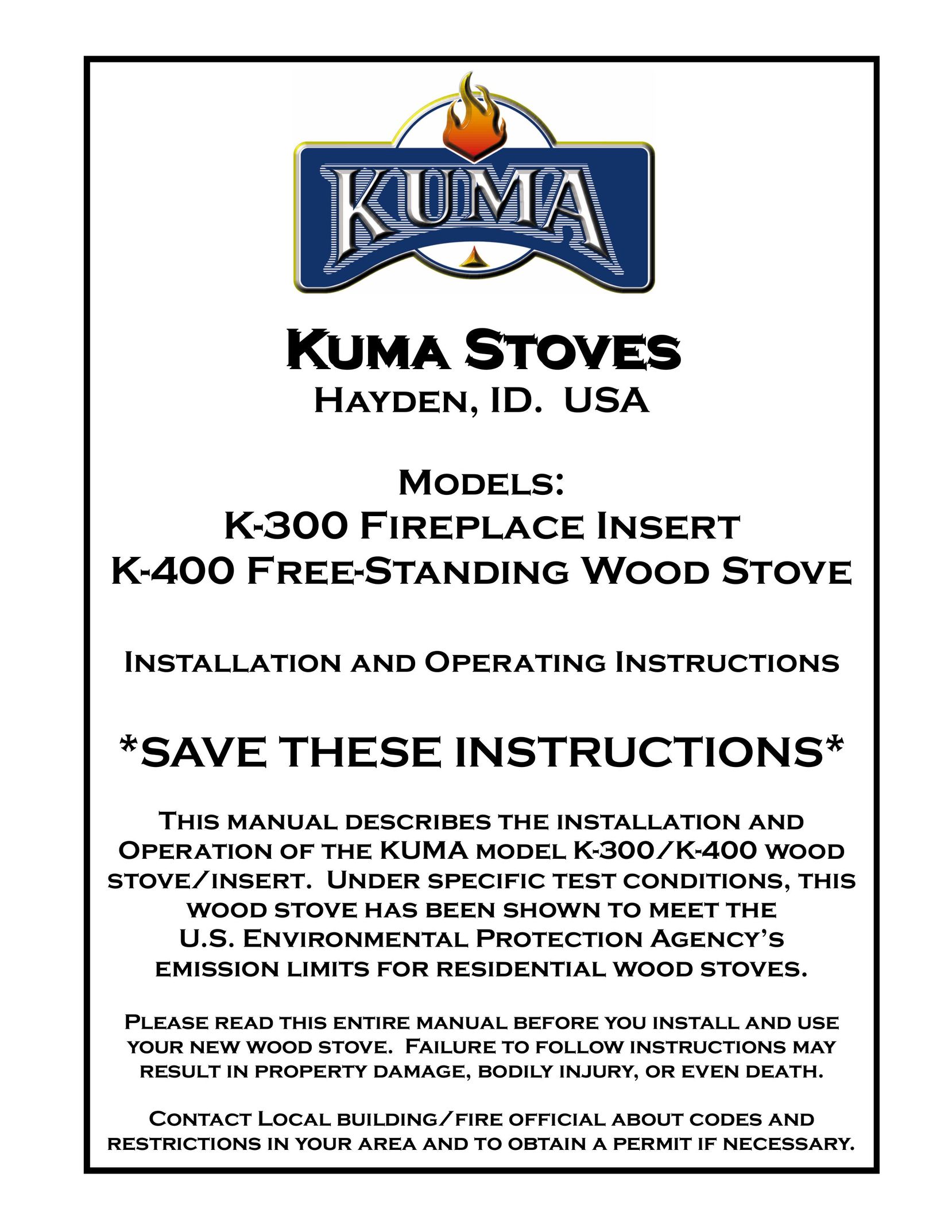 Kuma Stoves K-400 Stove User Manual