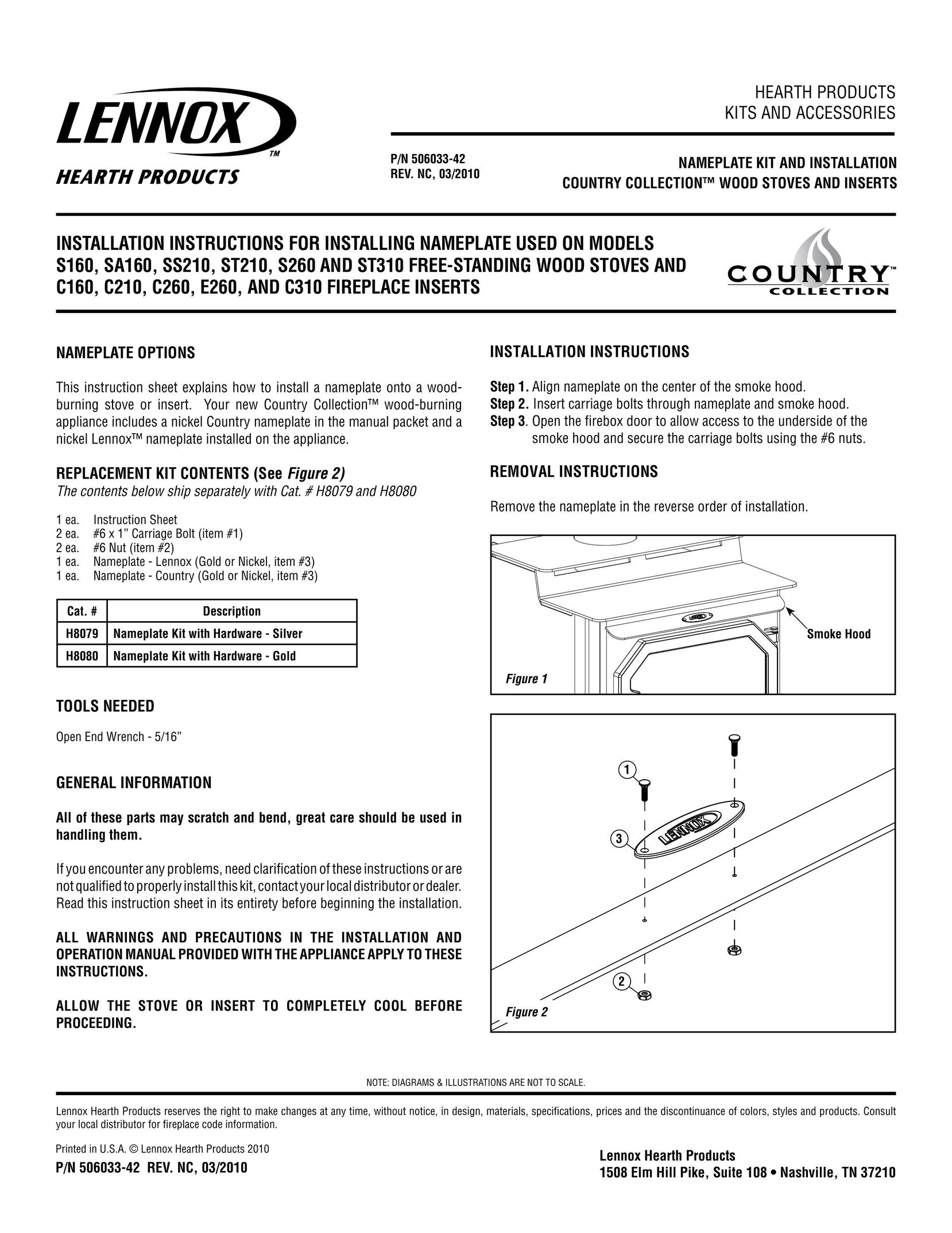 Lennox Hearth SA160 Stove User Manual
