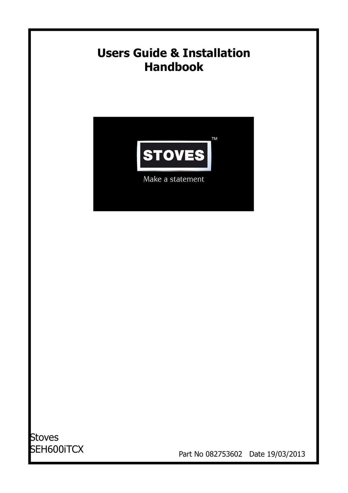 Stoves SEH600iTCX Stove User Manual