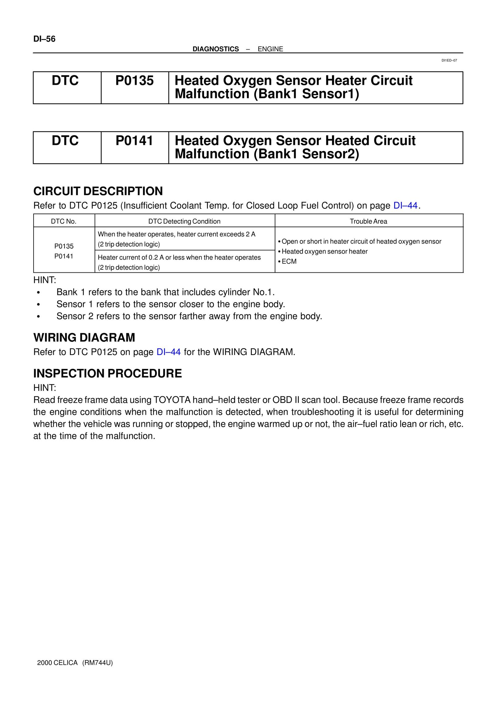 Toyota DTC P0135 Stove User Manual