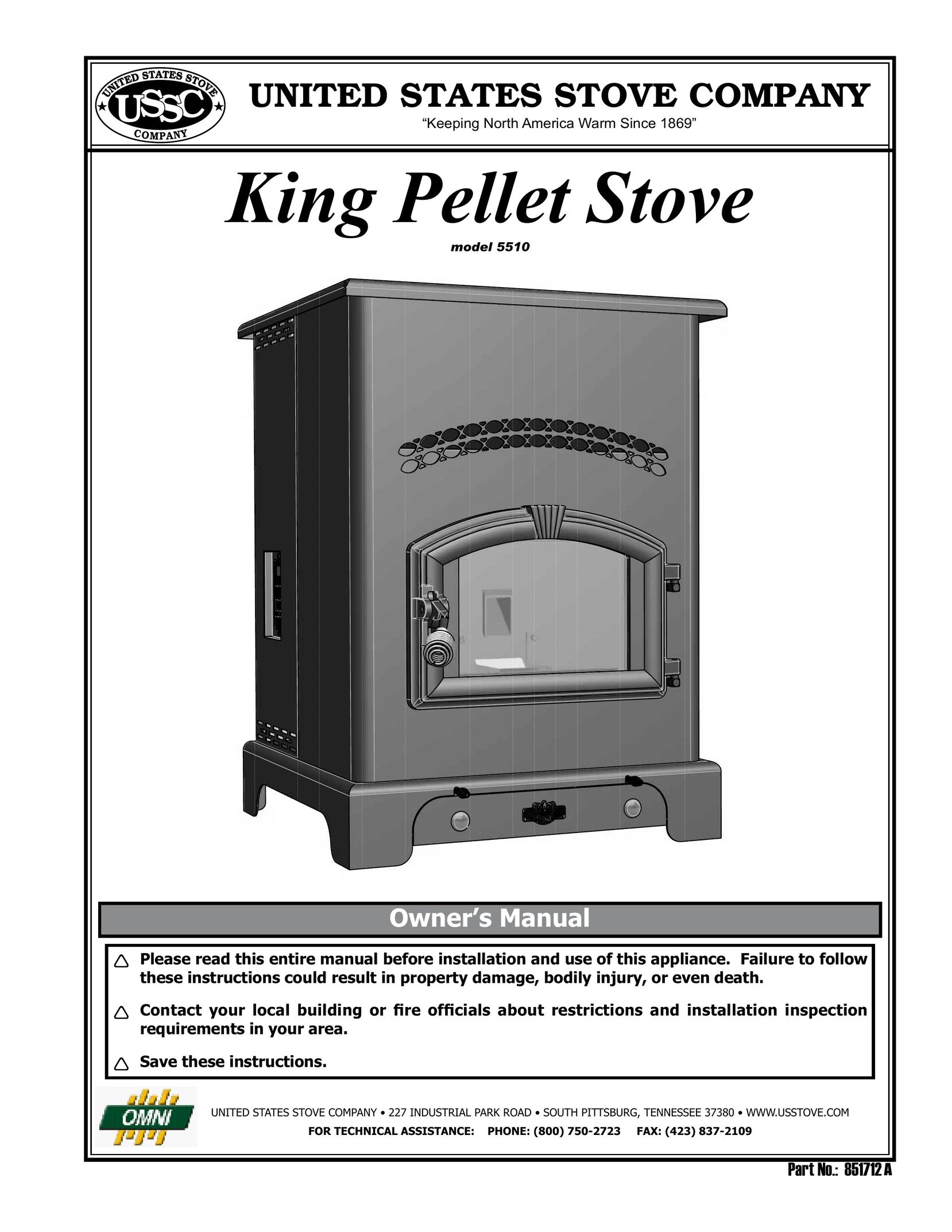 United States Stove 5510 Stove User Manual