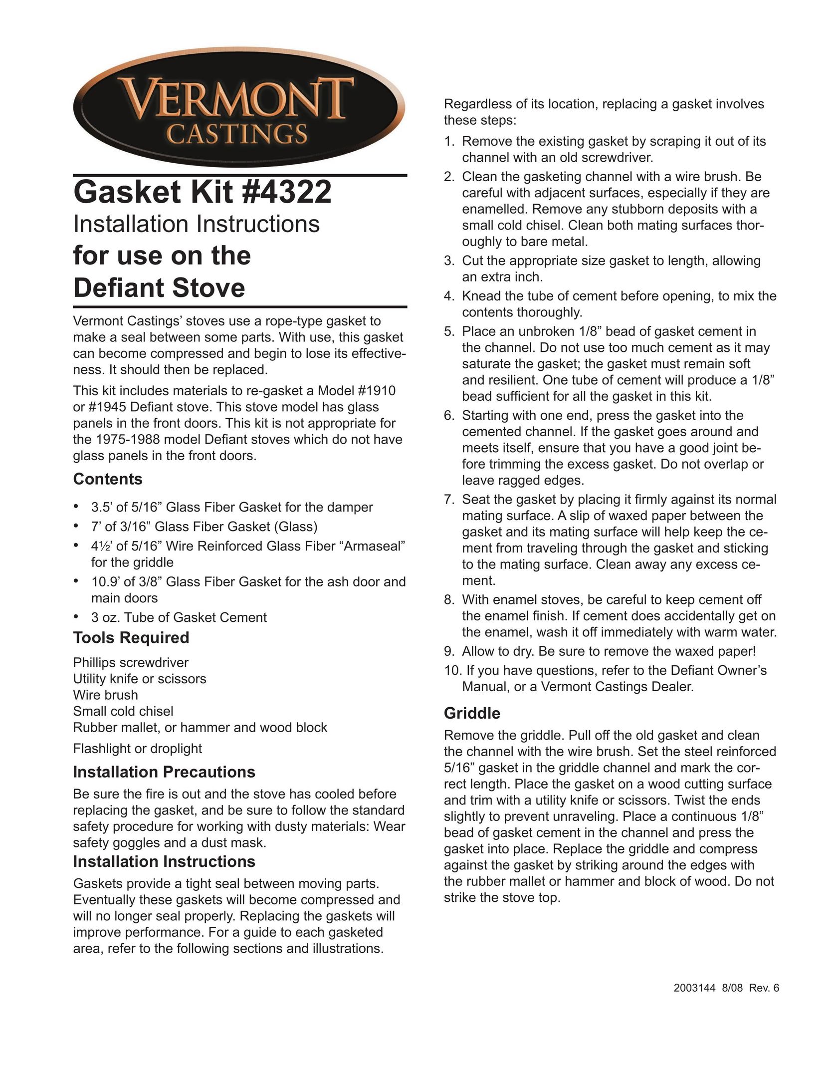 Vermont Casting 4322 Stove User Manual
