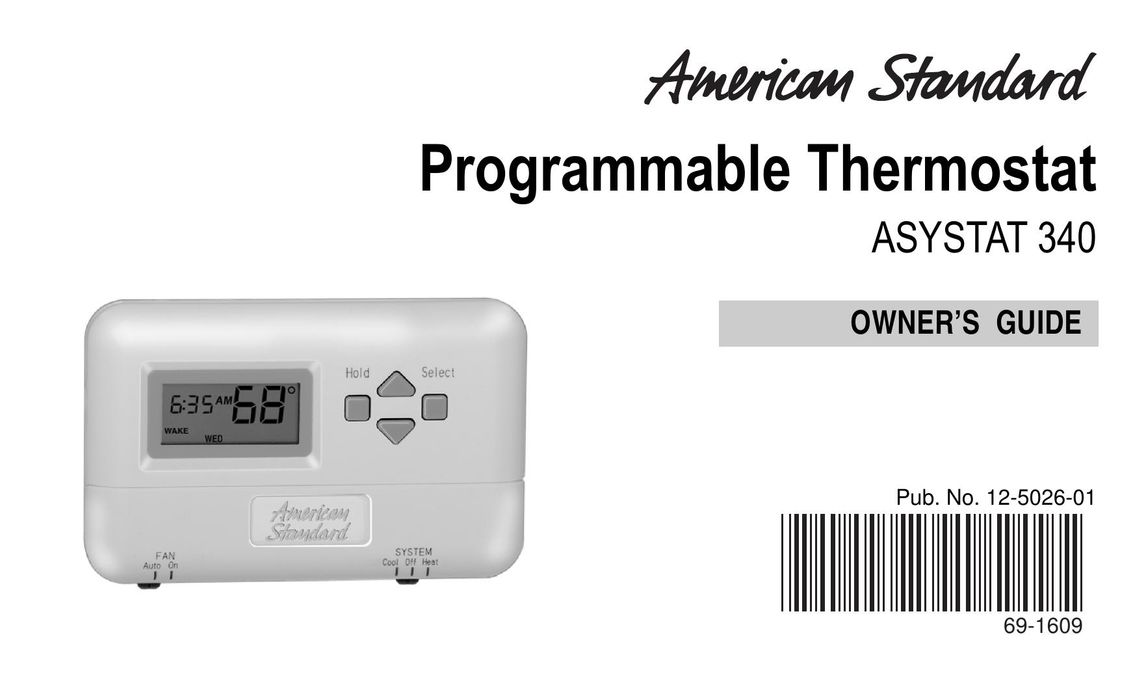 American Standard 340 Thermostat User Manual